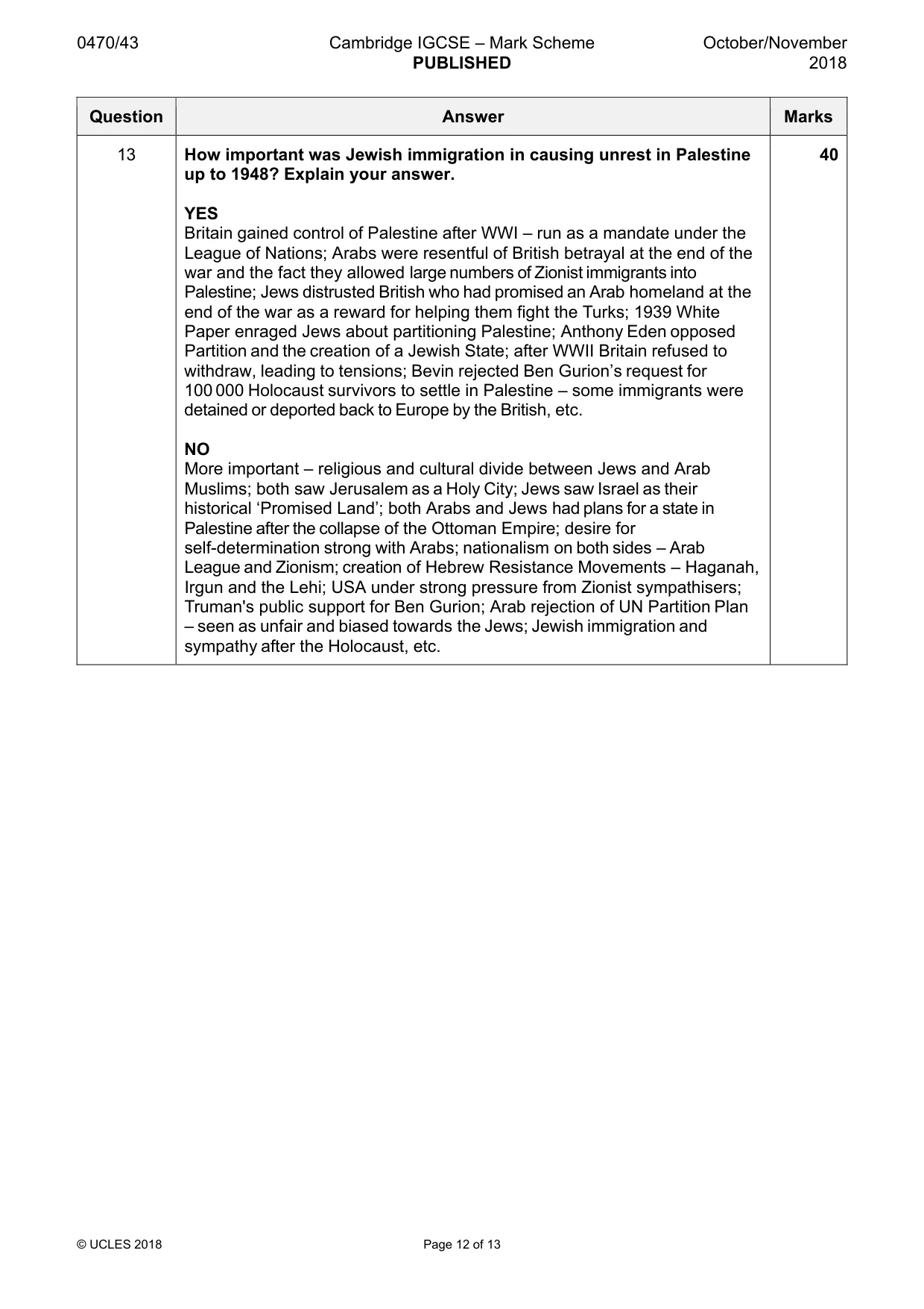 Mark scheme, page 12 of 13