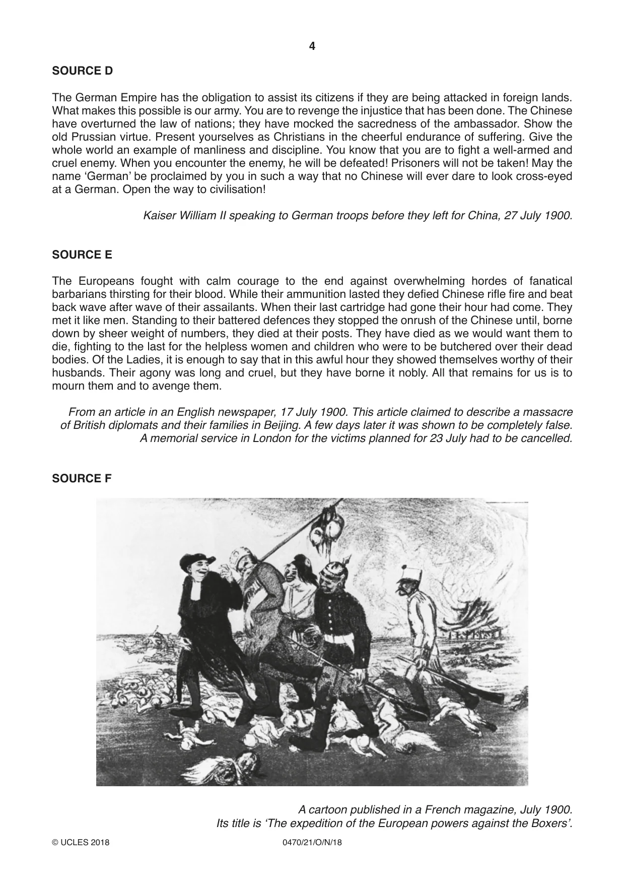 Cambridge IGCSE History 0470 2018 Oct/Nov Paper 2 · Variant 1 question paper, page 4 of 12