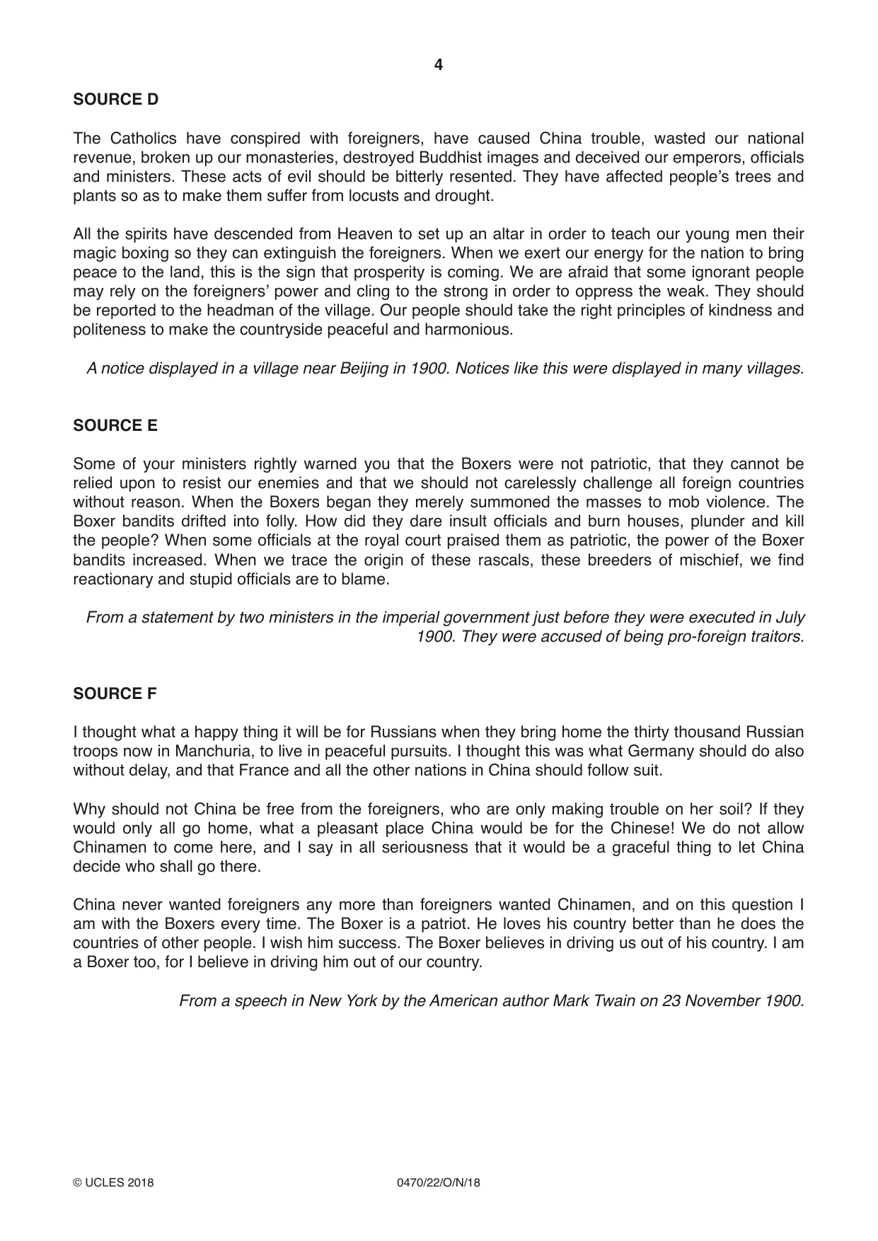 Cambridge IGCSE History 0470 2018 Oct/Nov Paper 2 · Variant 2 question paper, page 4 of 12