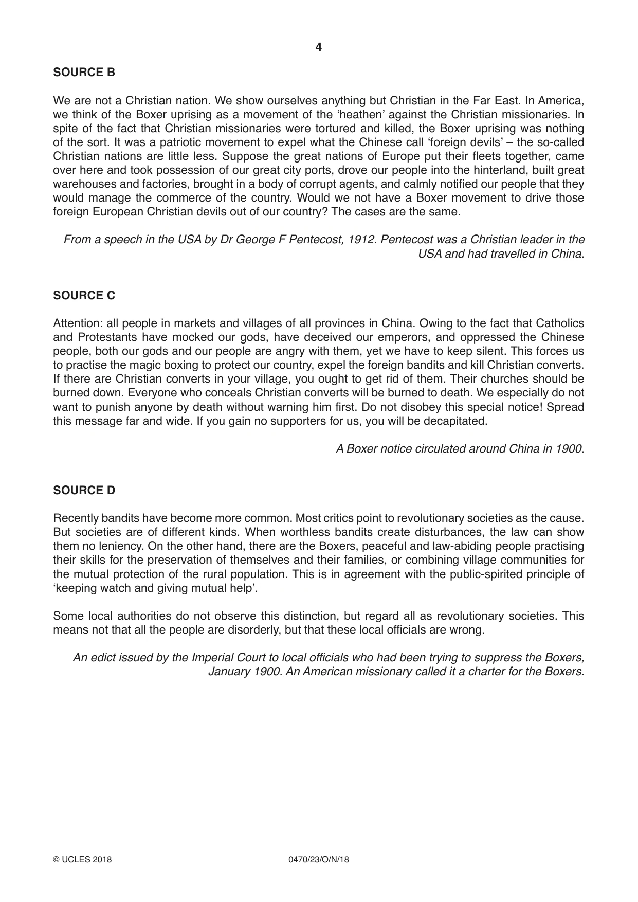Cambridge IGCSE History 0470 2018 Oct/Nov Paper 2 · Variant 3 question paper, page 4 of 16