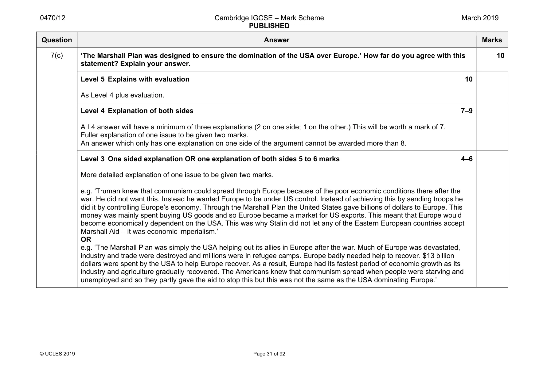 Mark scheme, page 31 of 92
