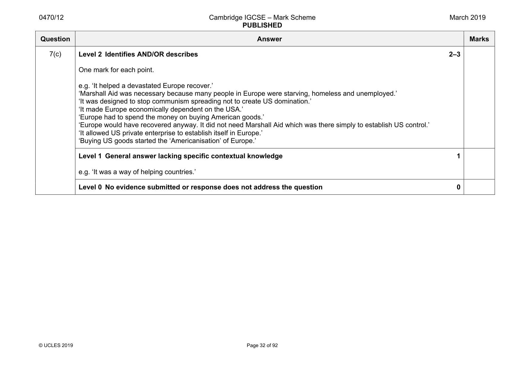 Mark scheme, page 32 of 92
