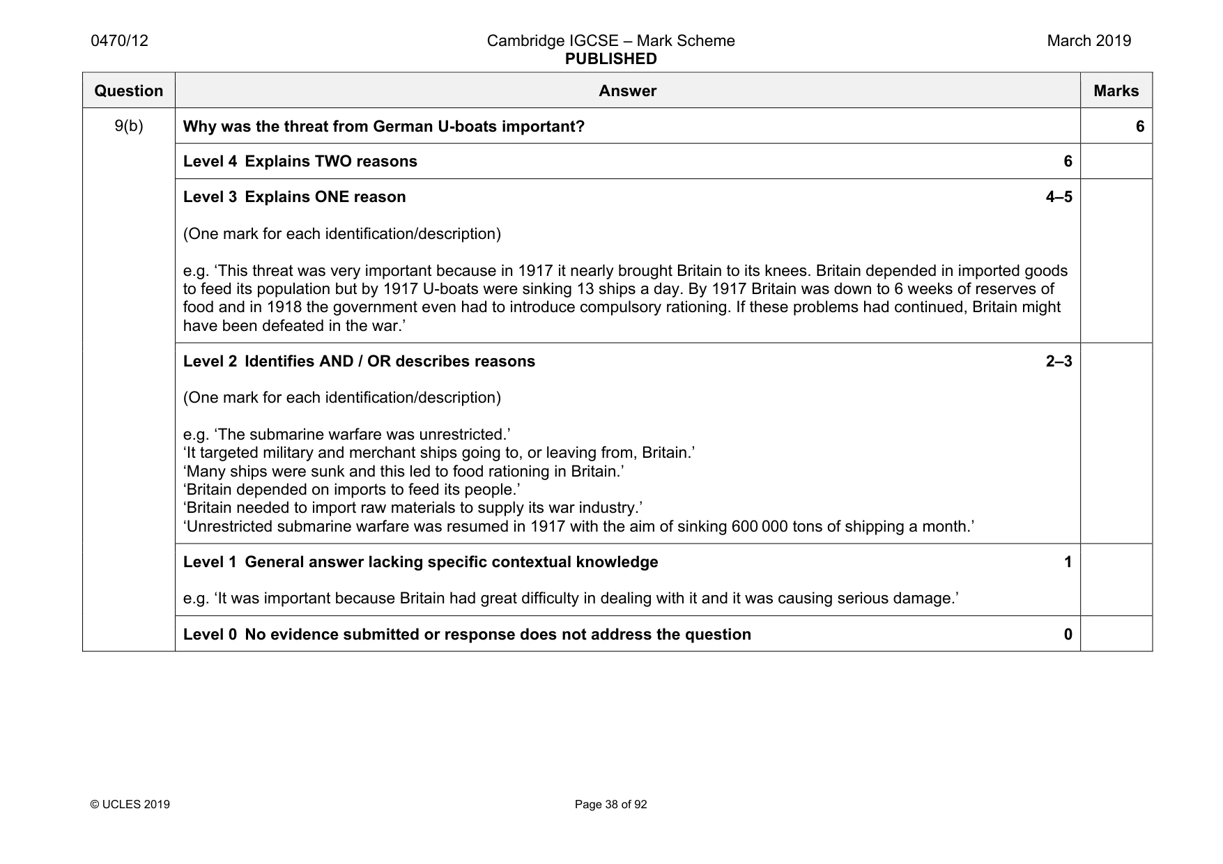 Mark scheme, page 38 of 92