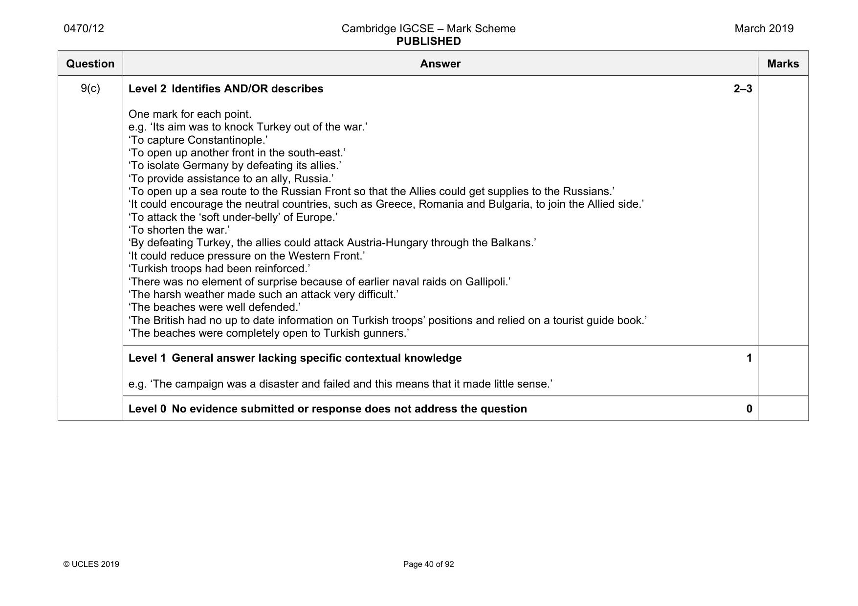 Mark scheme, page 40 of 92