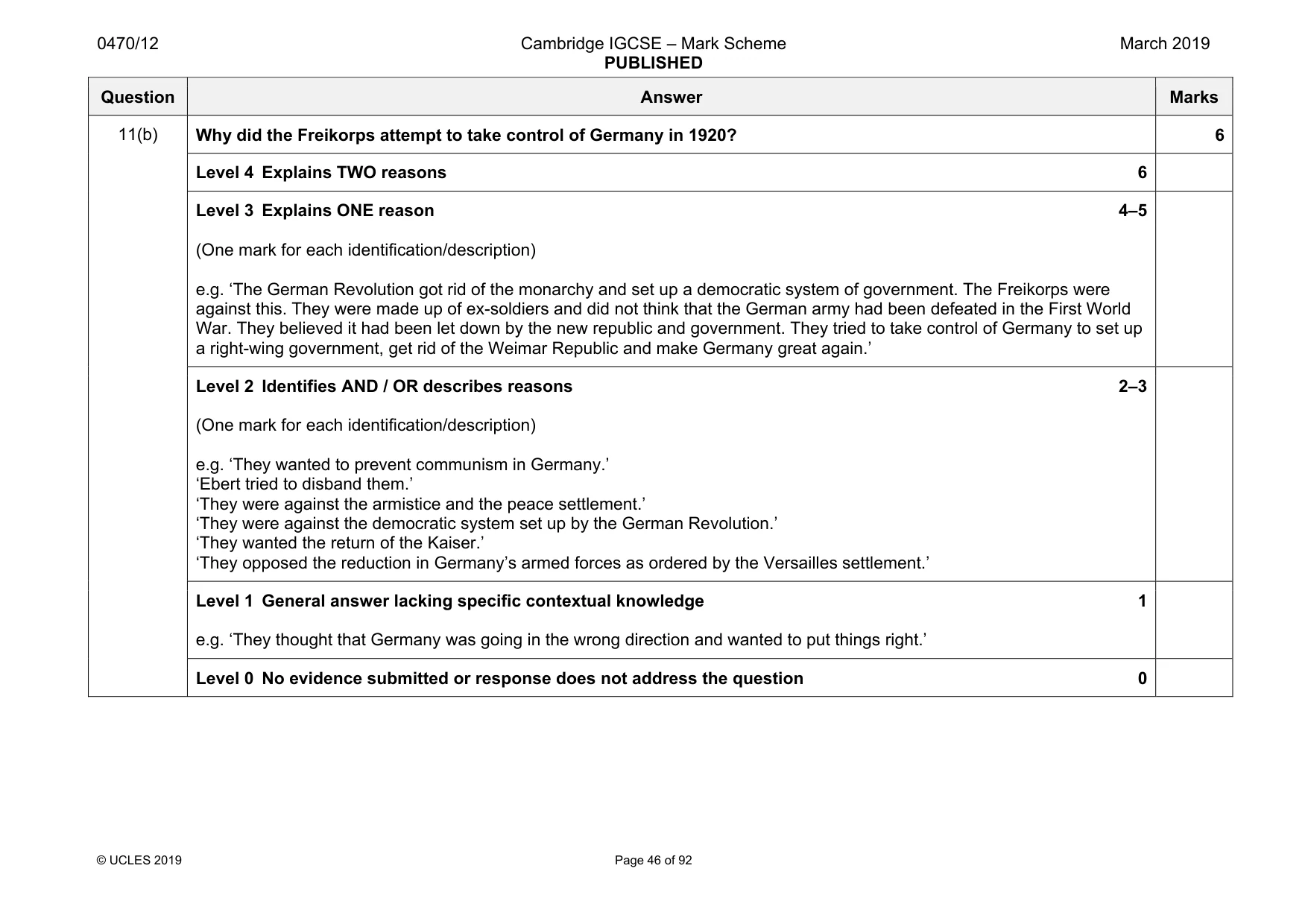Mark scheme, page 46 of 92