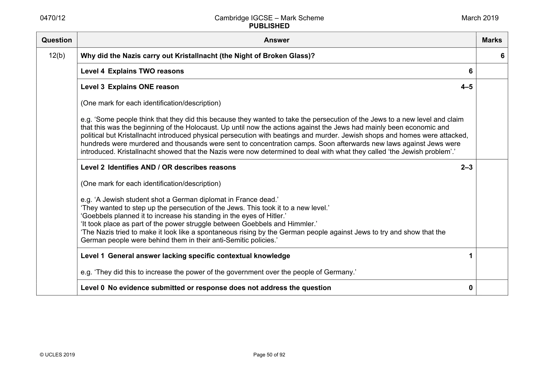 Mark scheme, page 50 of 92