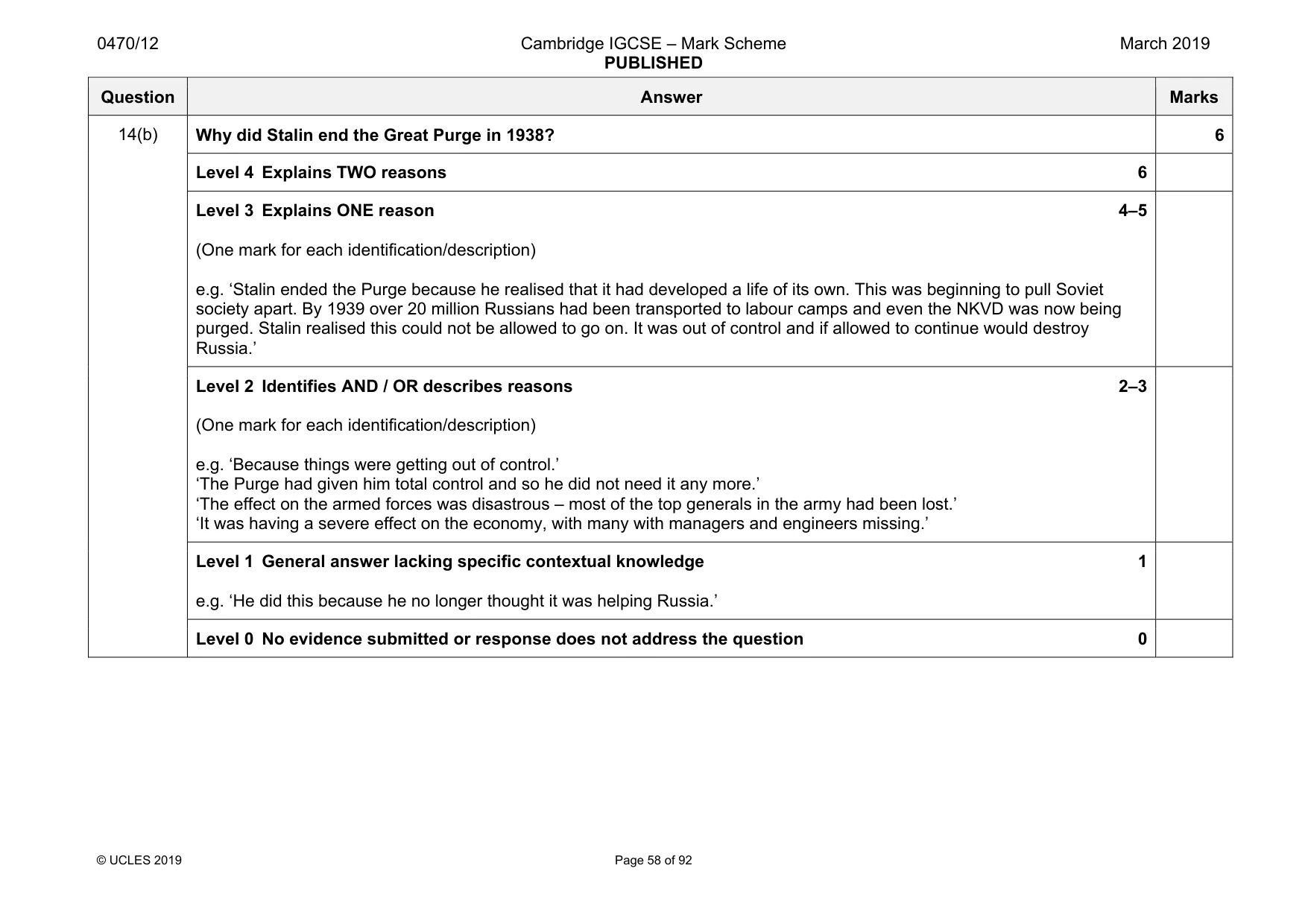 Mark scheme, page 58 of 92