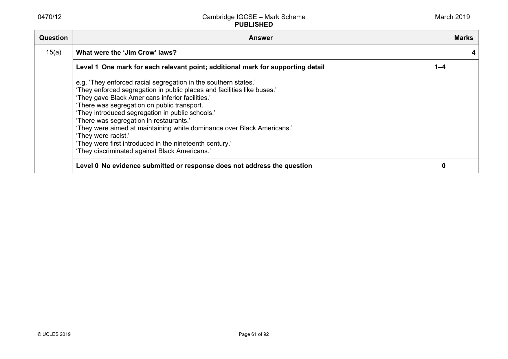 Mark scheme, page 61 of 92