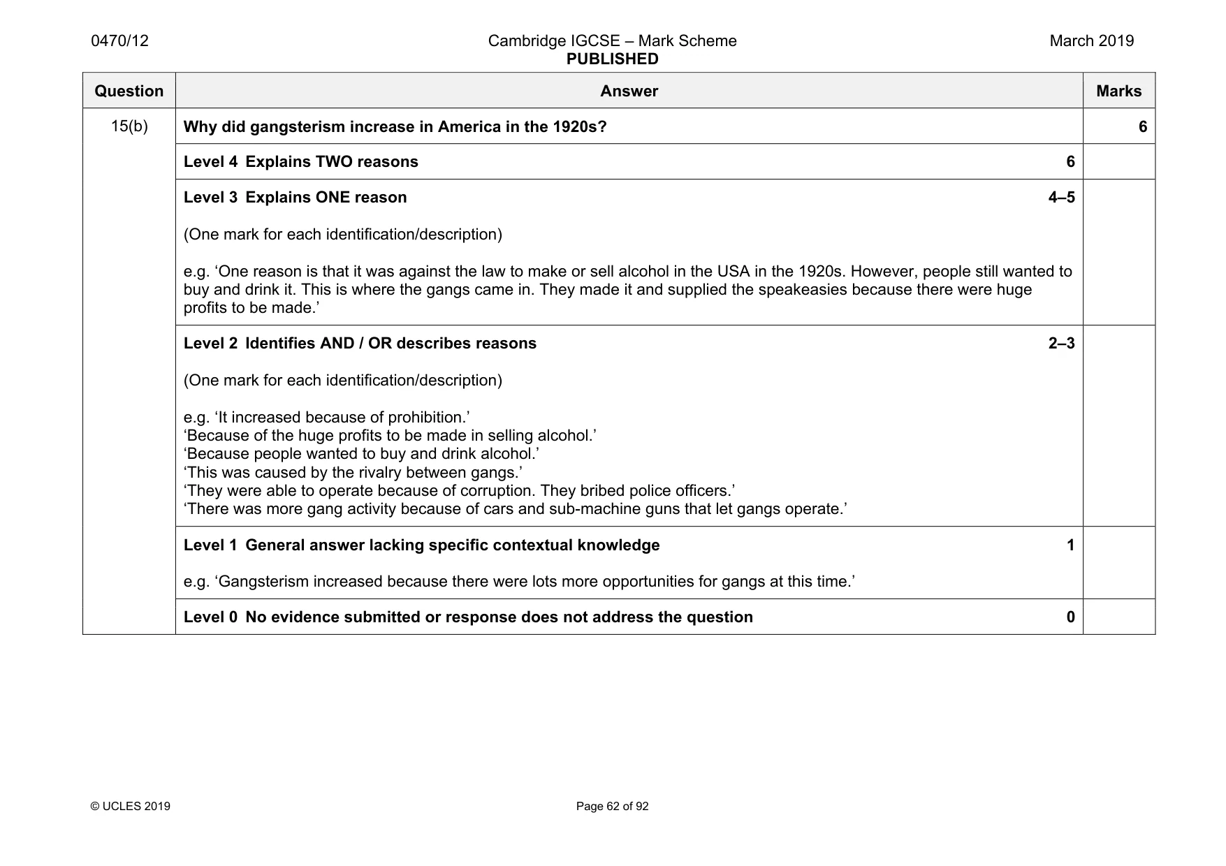 Mark scheme, page 62 of 92