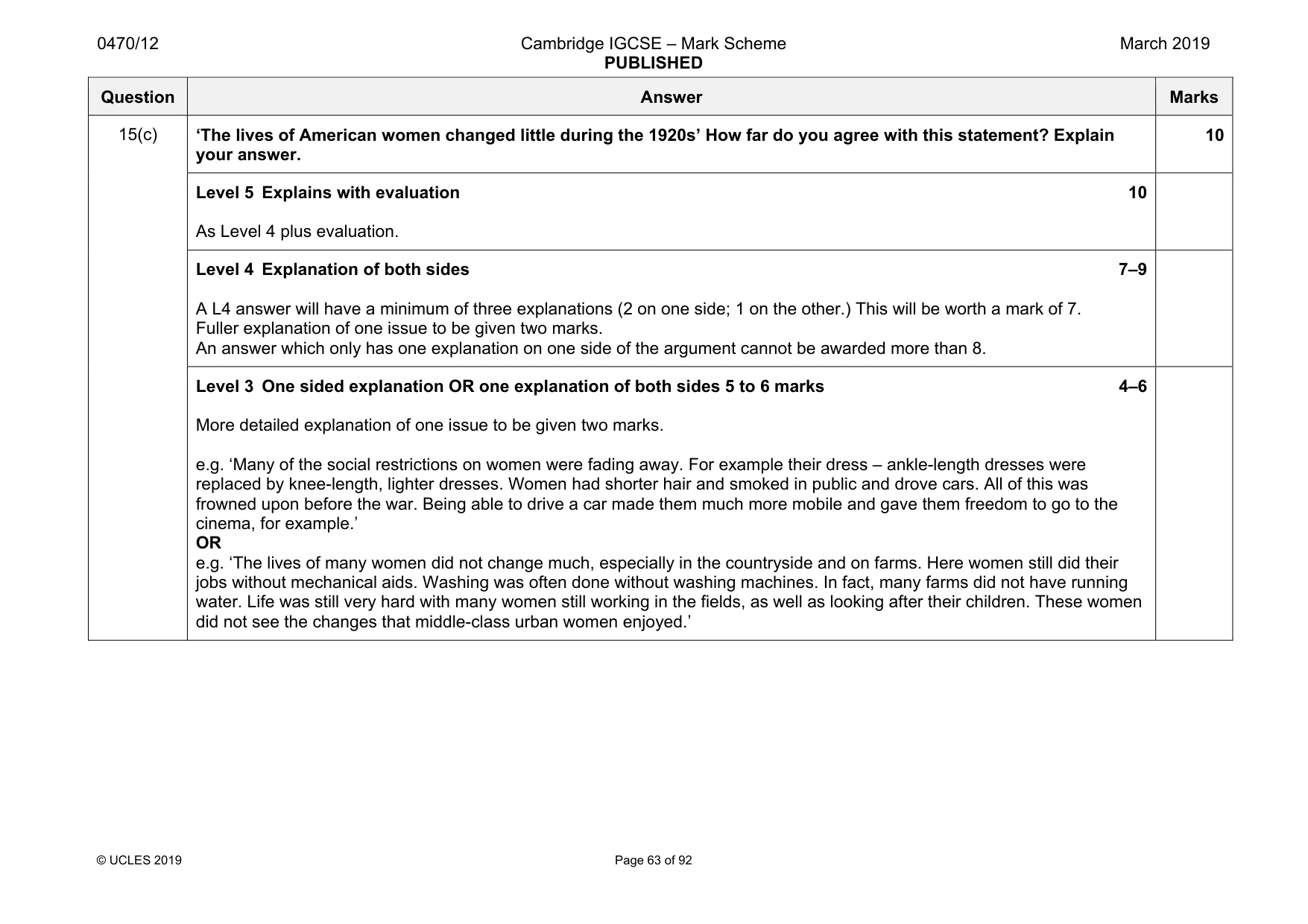 Mark scheme, page 63 of 92