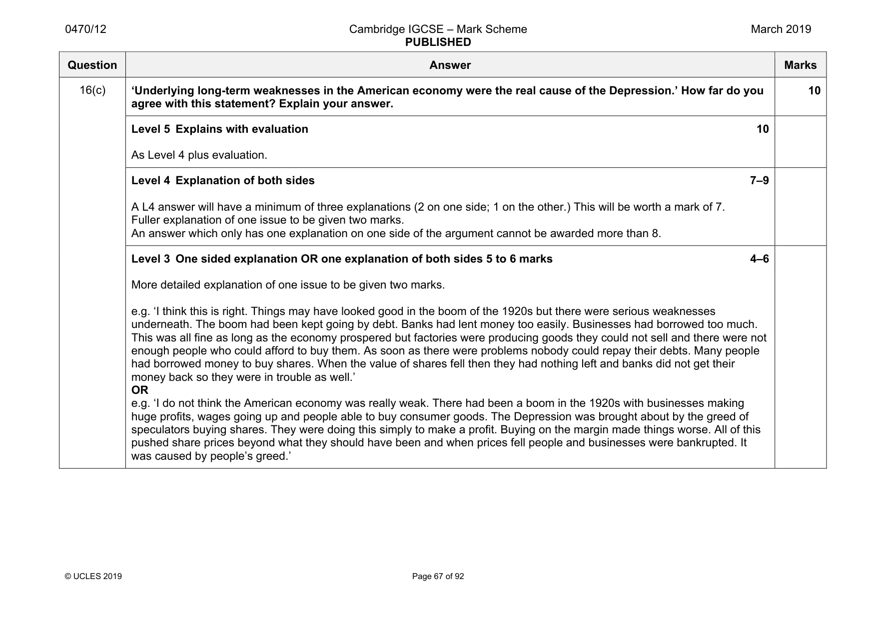 Mark scheme, page 67 of 92