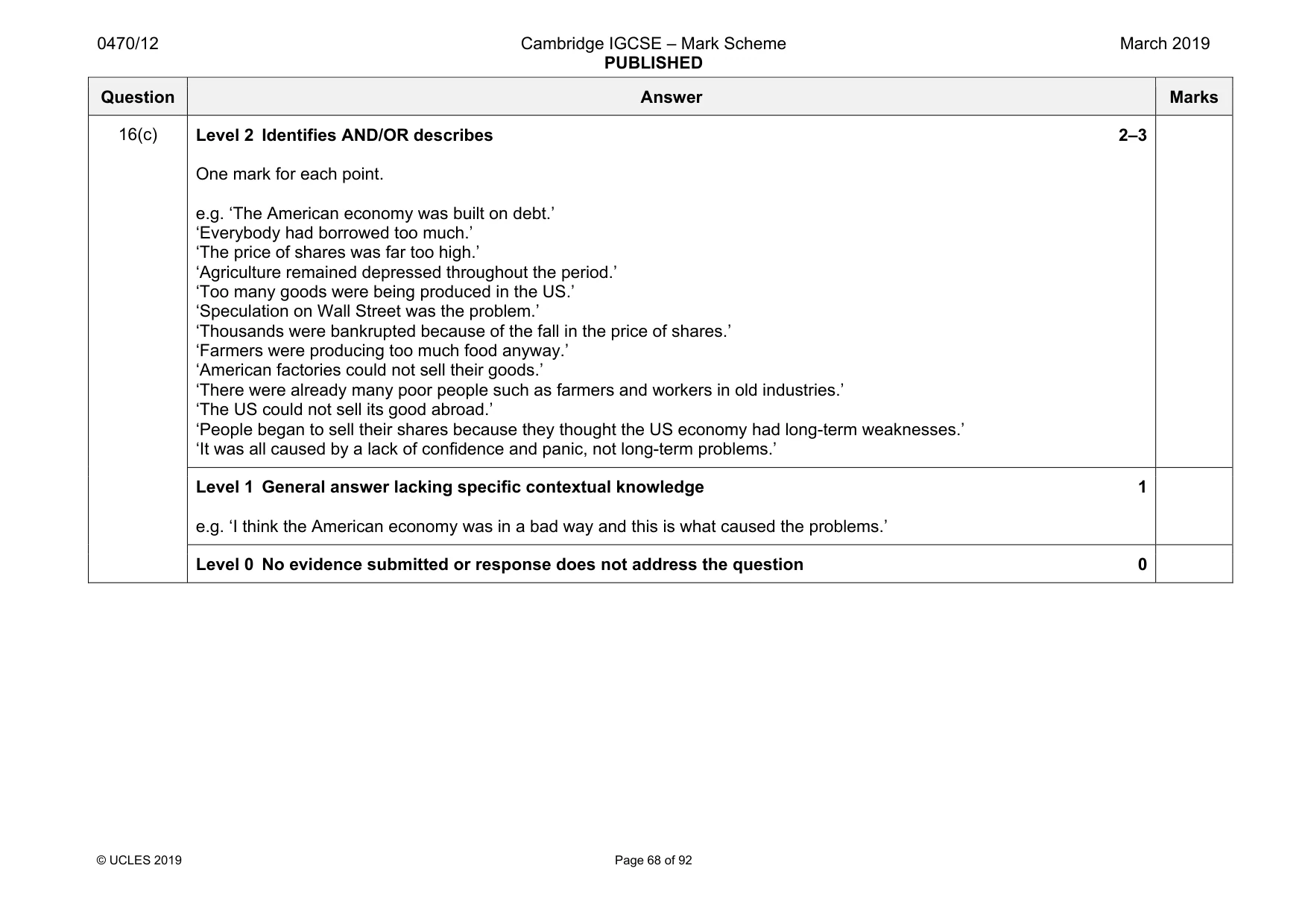 Mark scheme, page 68 of 92