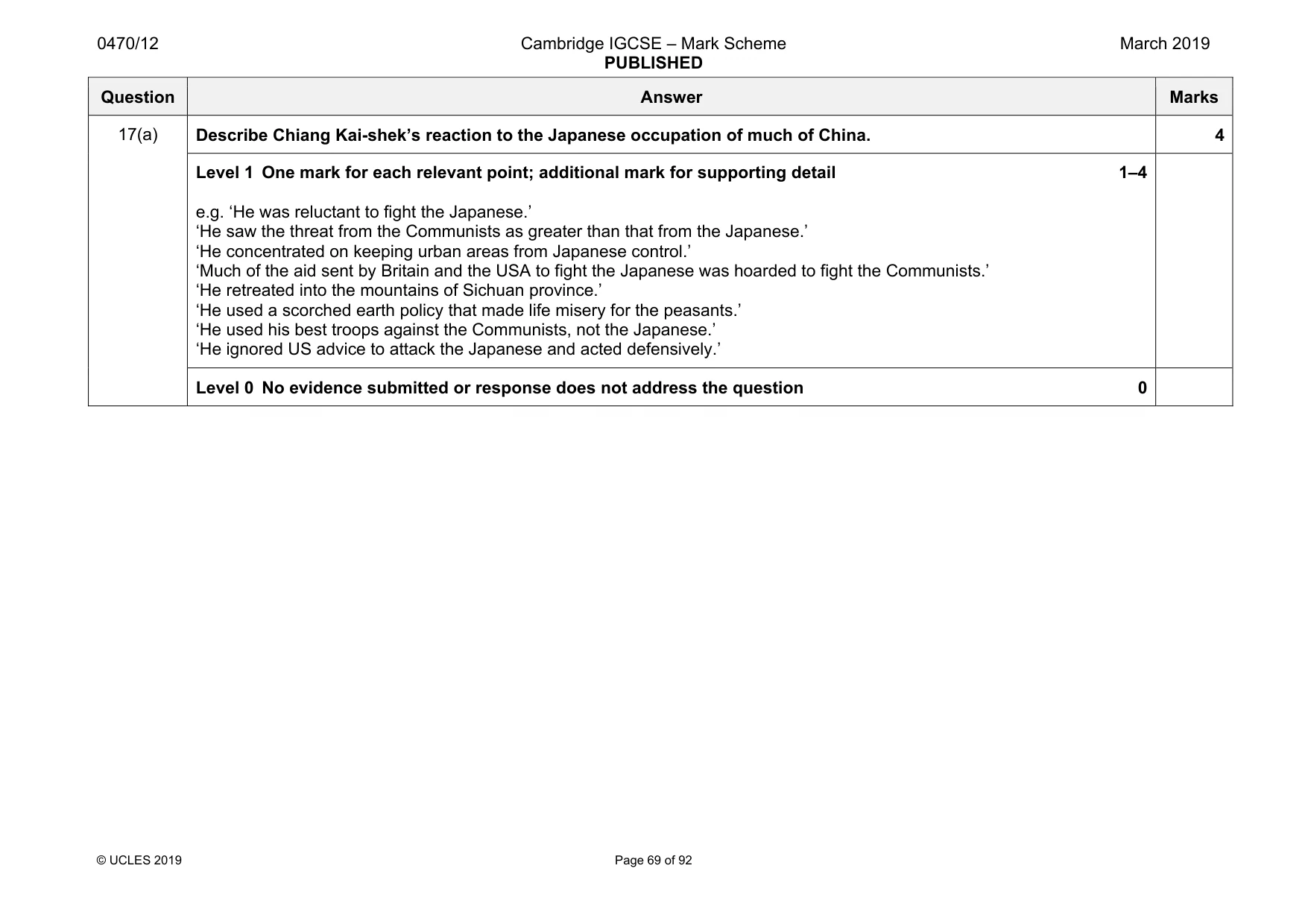 Mark scheme, page 69 of 92