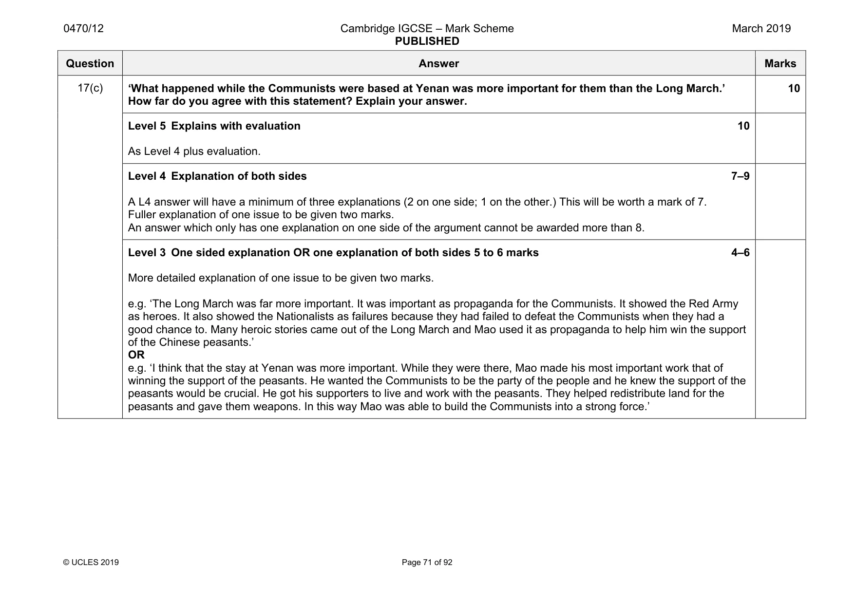 Mark scheme, page 71 of 92