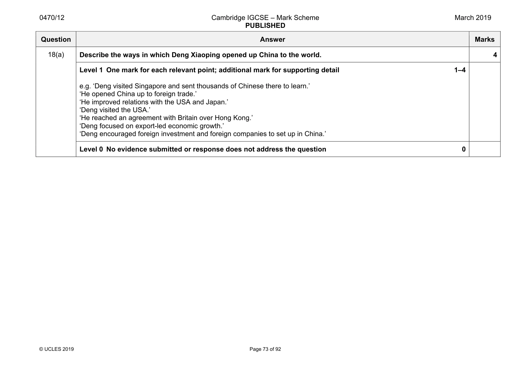 Mark scheme, page 73 of 92