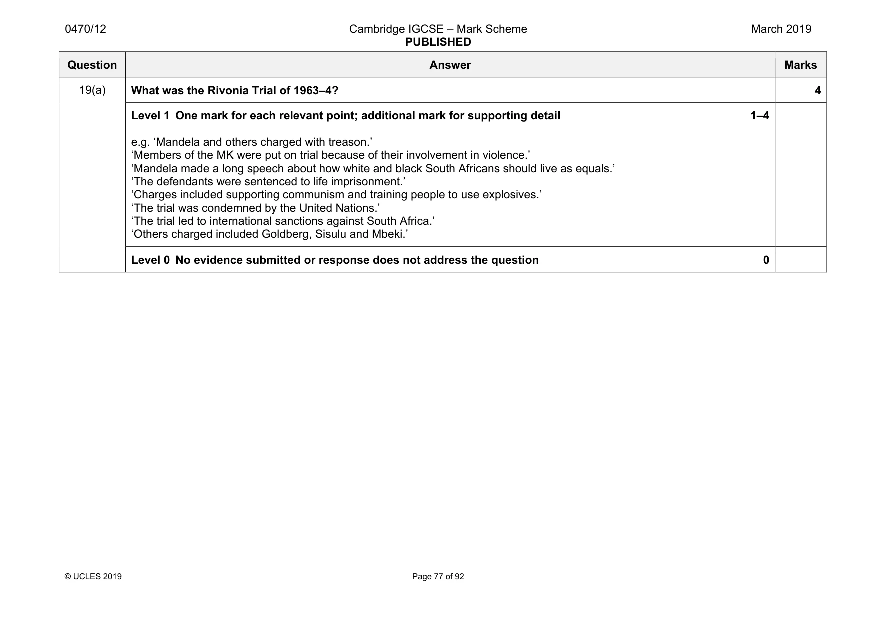 Mark scheme, page 77 of 92