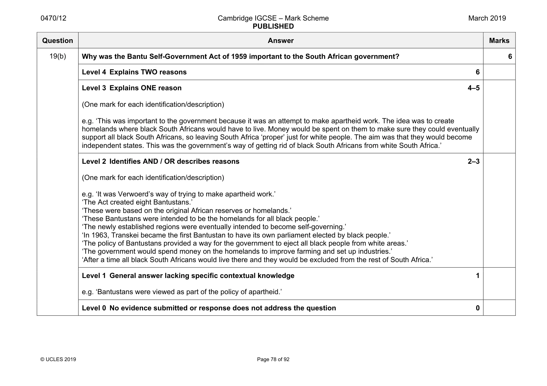 Mark scheme, page 78 of 92
