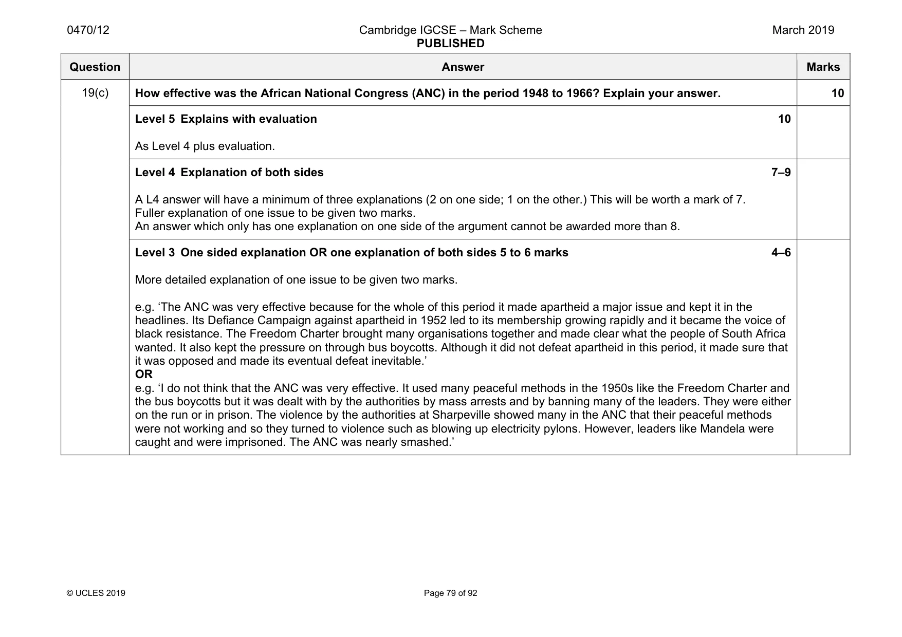 Mark scheme, page 79 of 92