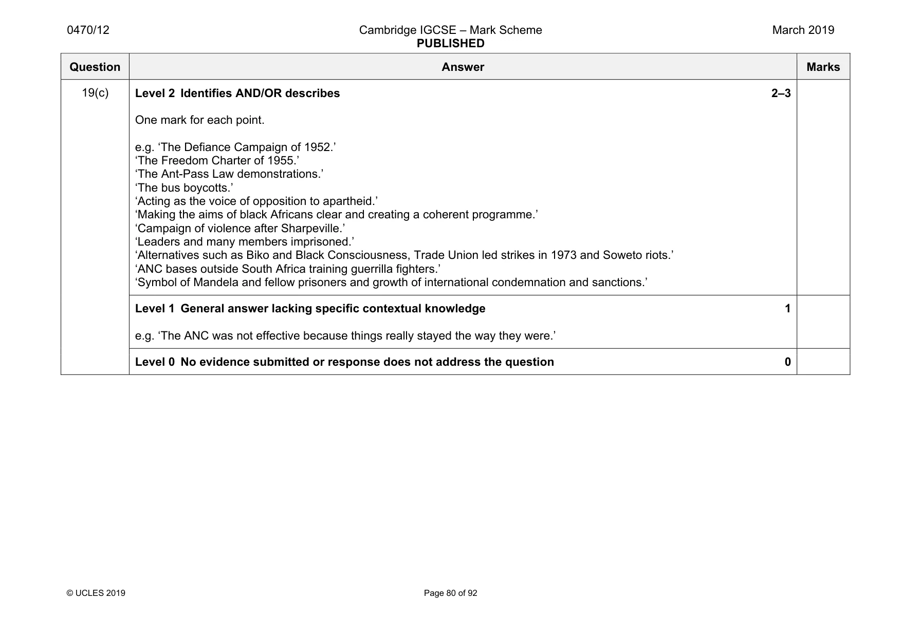 Mark scheme, page 80 of 92