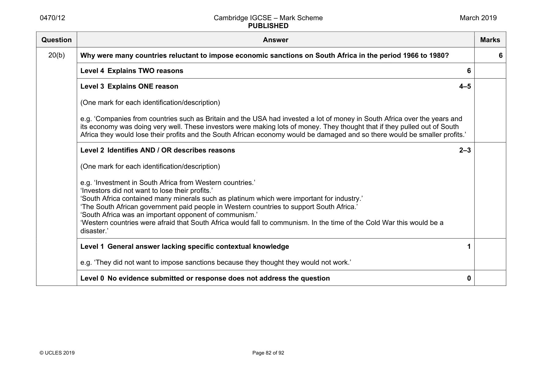 Mark scheme, page 82 of 92