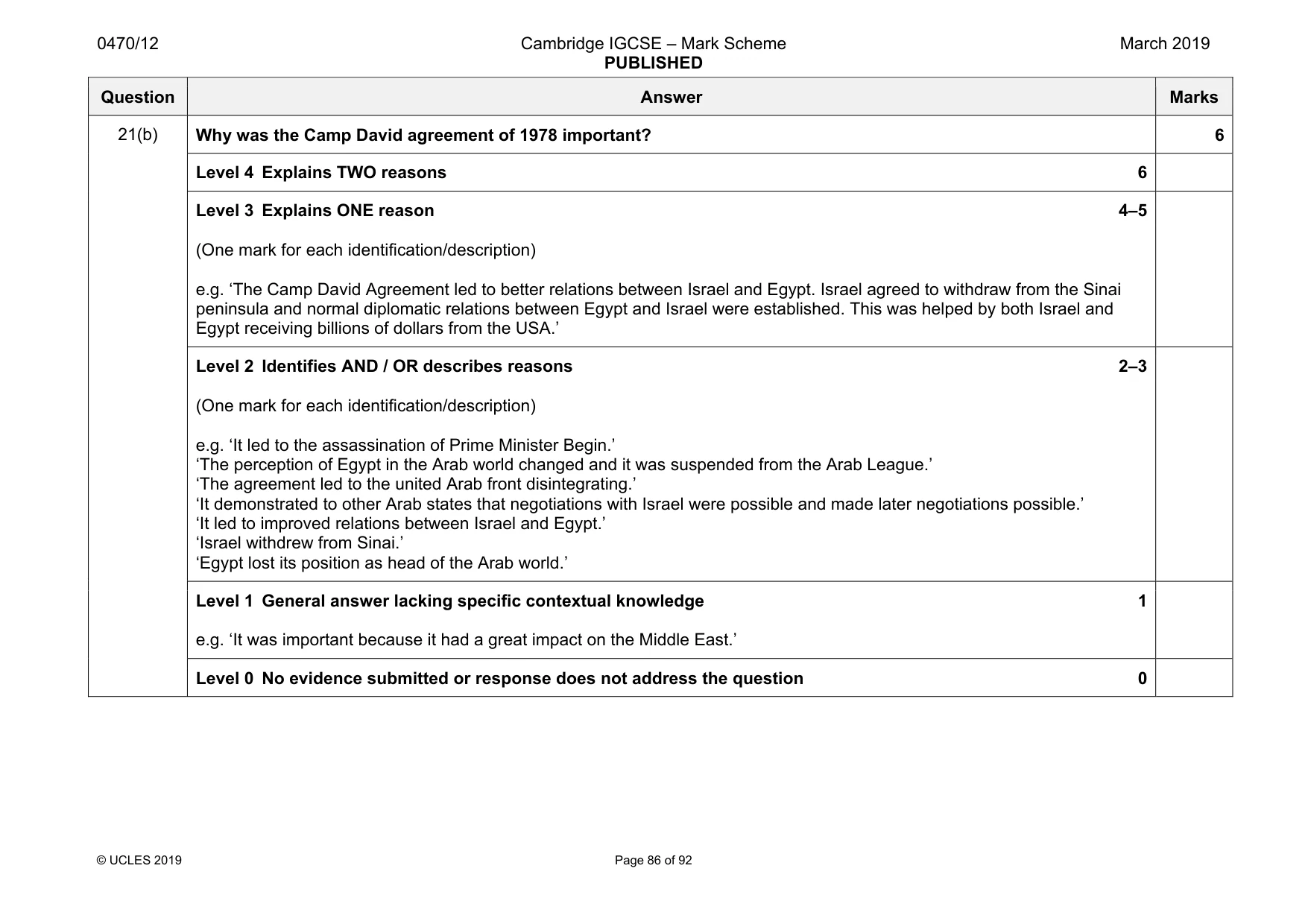 Mark scheme, page 86 of 92