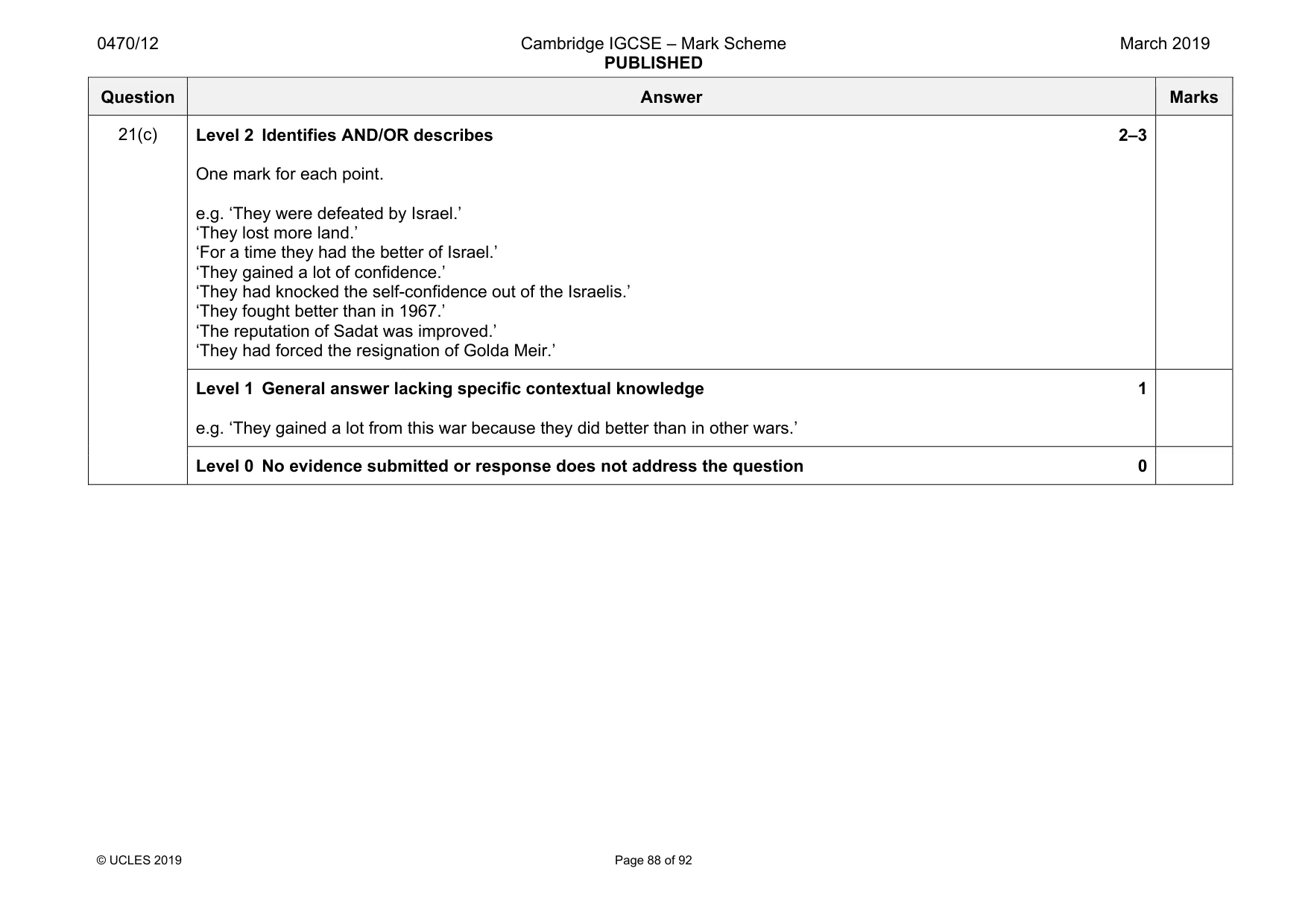 Mark scheme, page 88 of 92