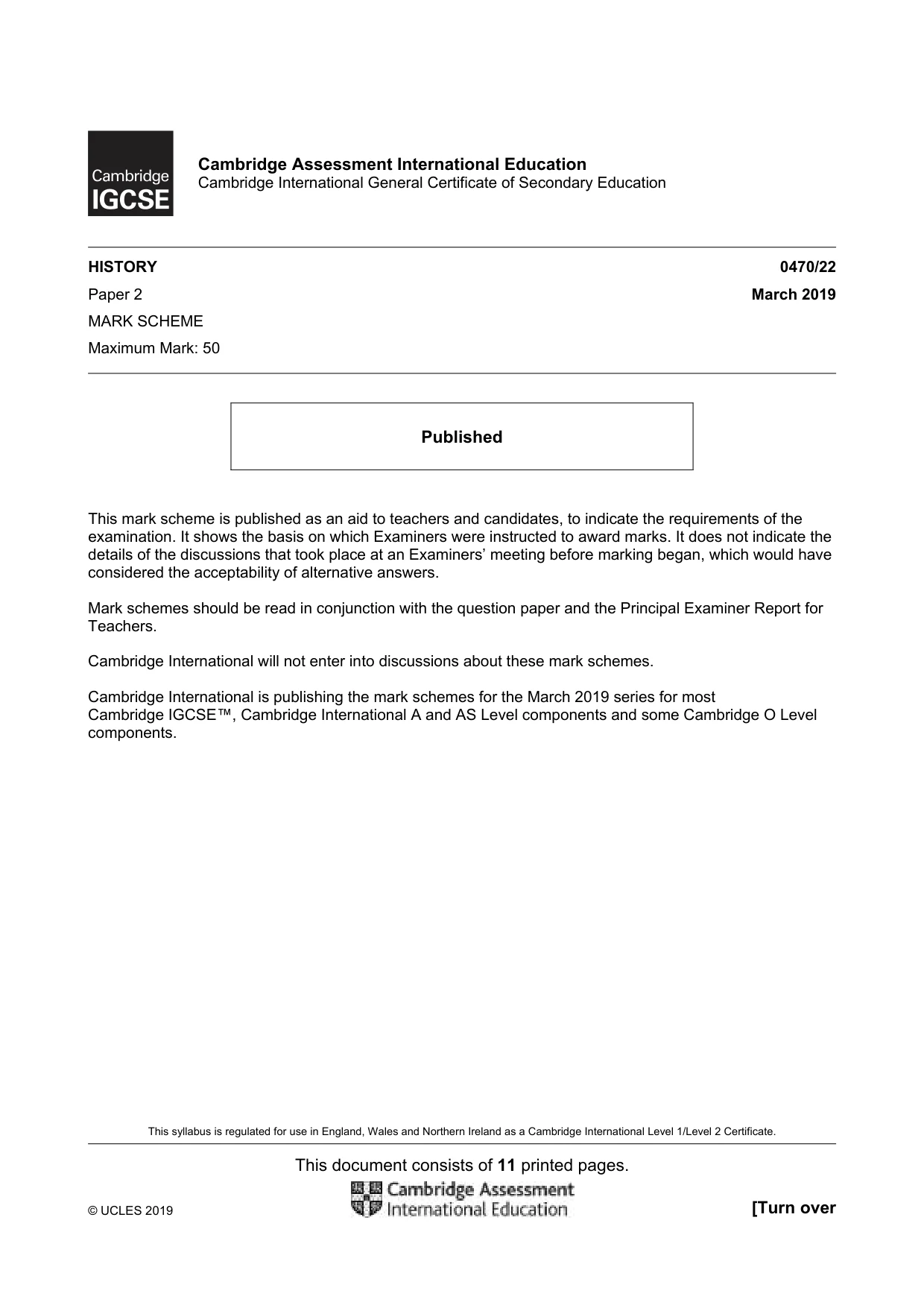 Mark scheme, page 1 of 11