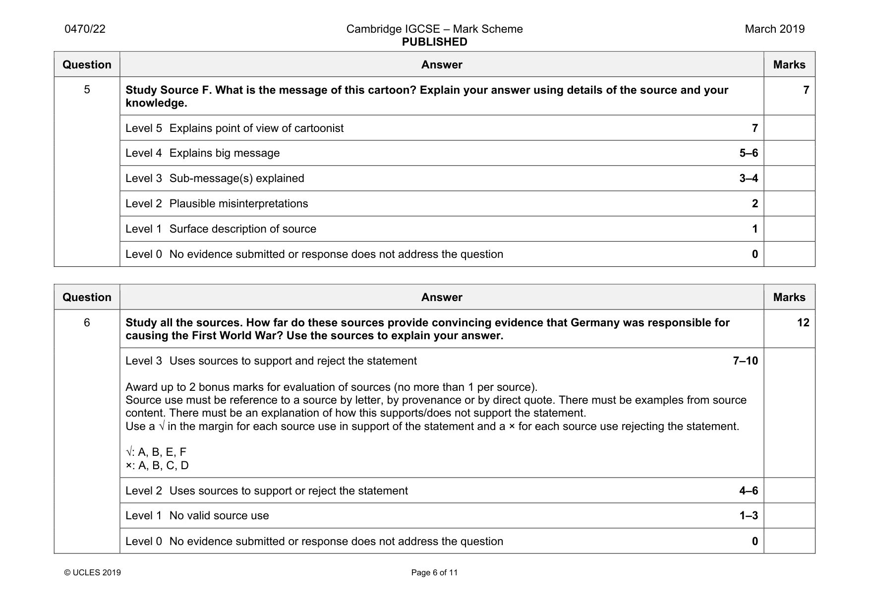 Mark scheme, page 6 of 11