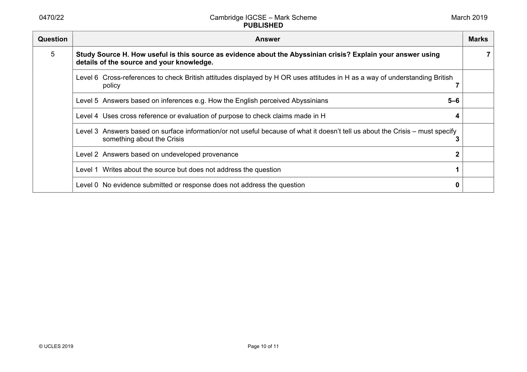 Mark scheme, page 10 of 11