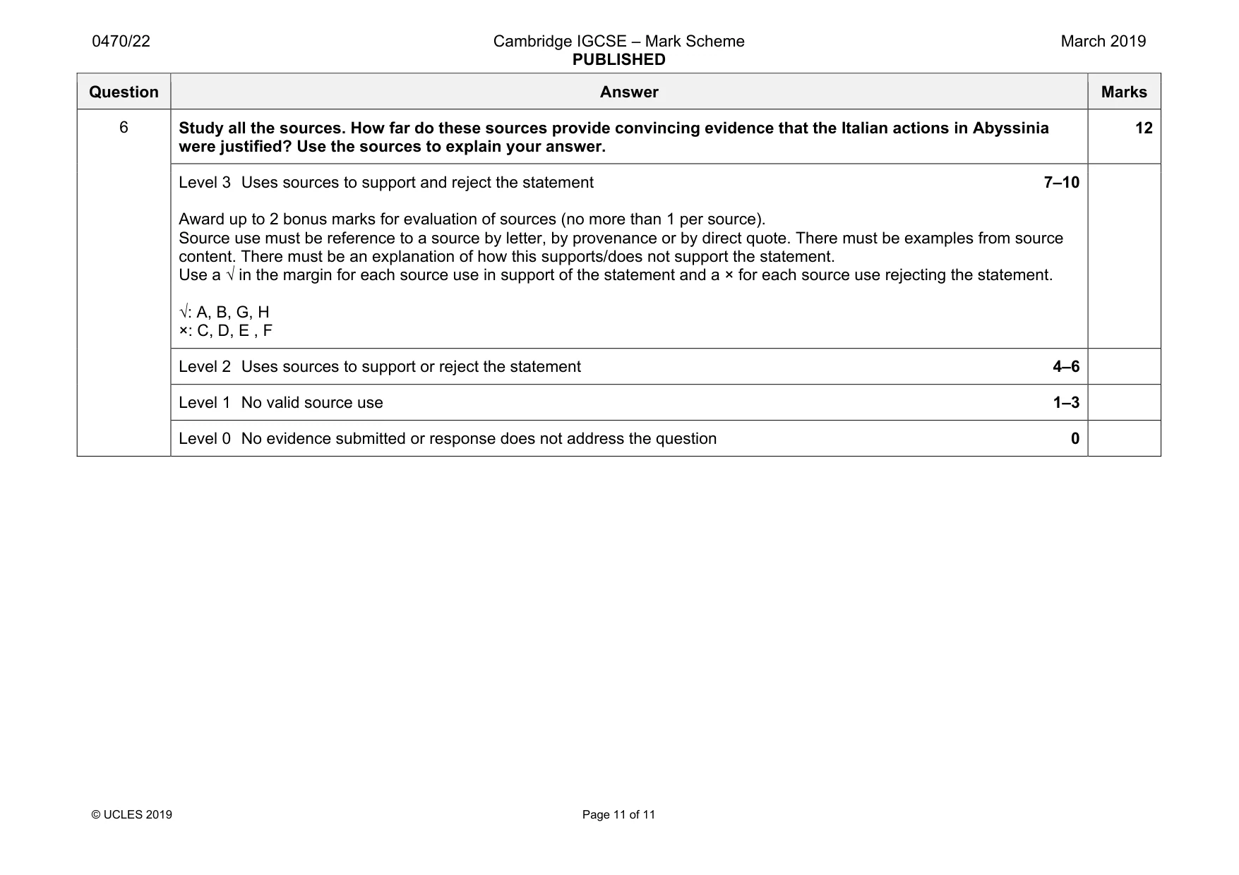 Mark scheme, page 11 of 11