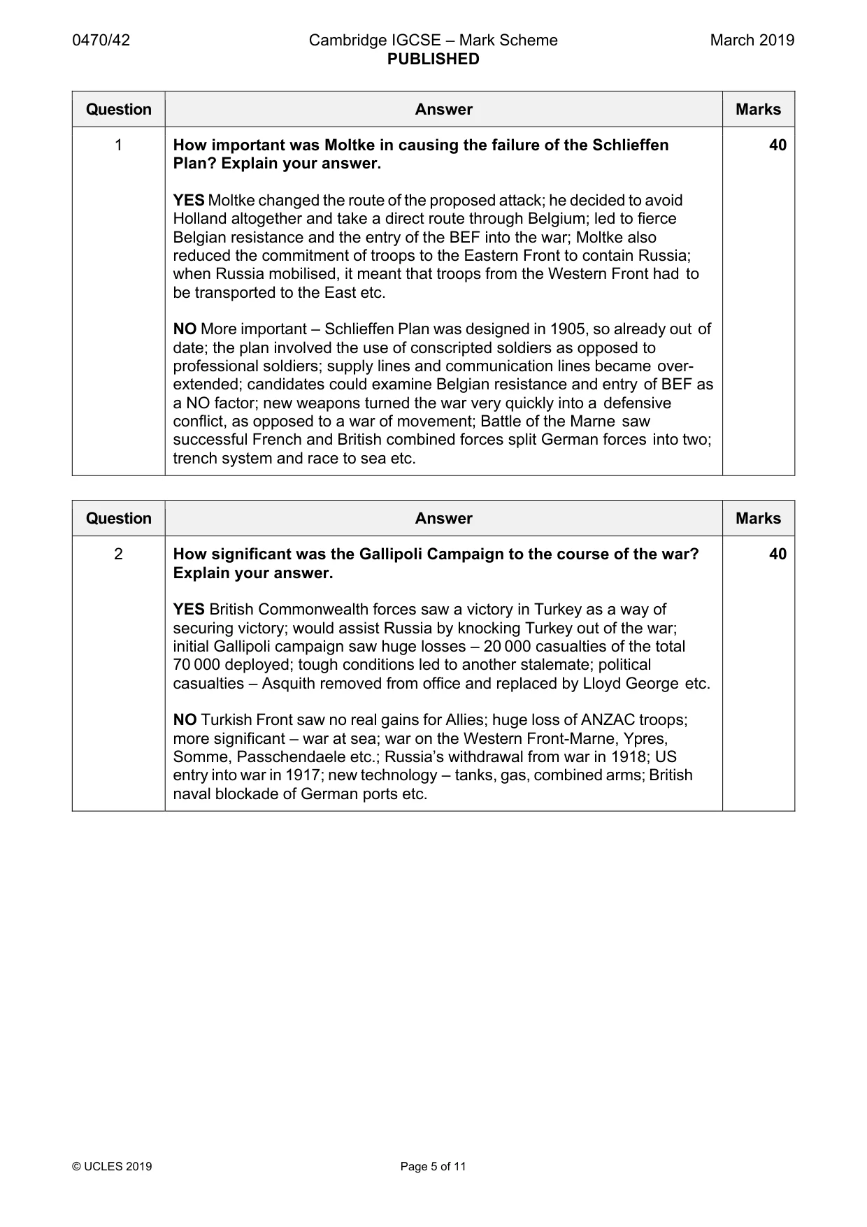 Mark scheme, page 5 of 11