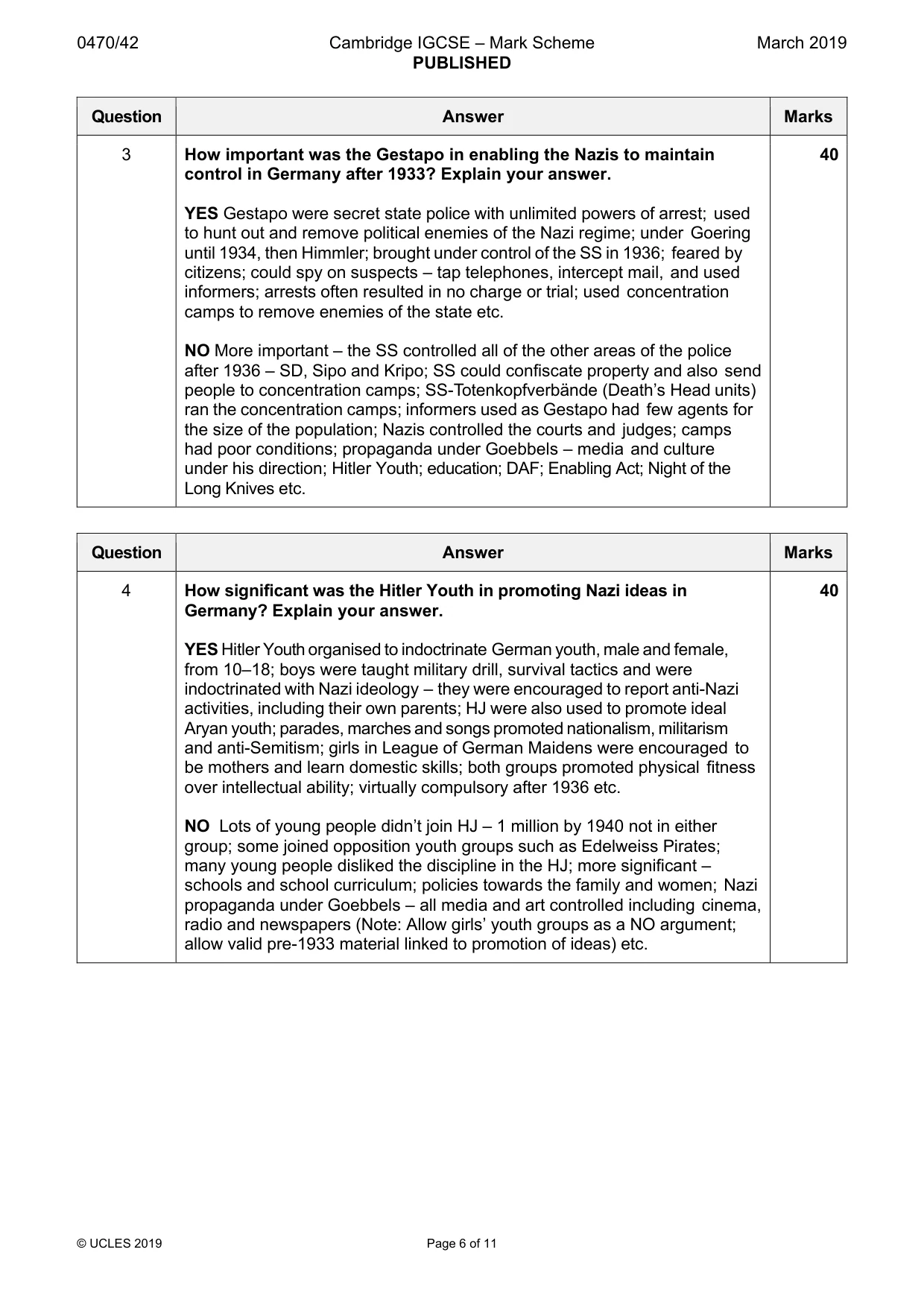 Mark scheme, page 6 of 11
