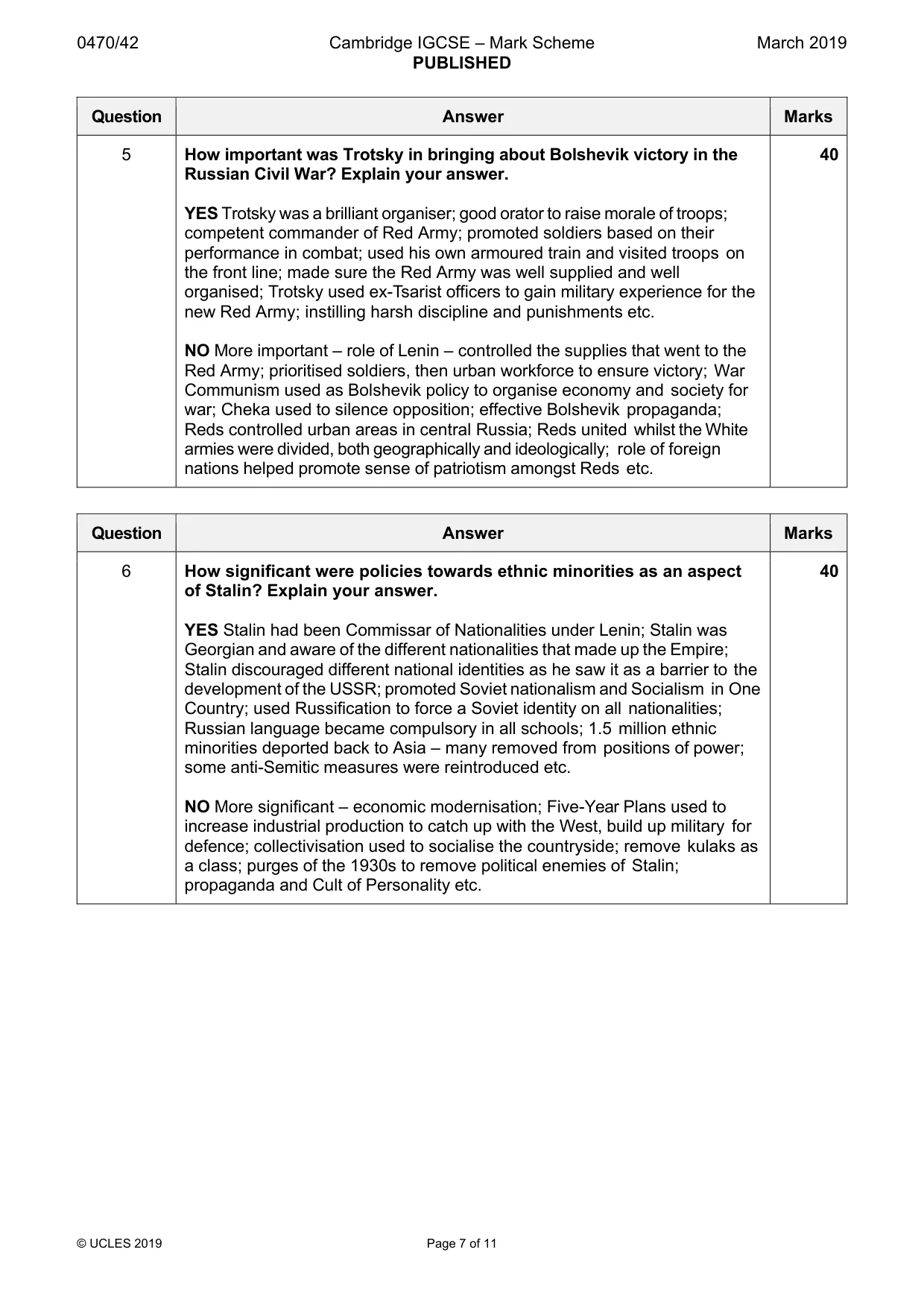 Mark scheme, page 7 of 11