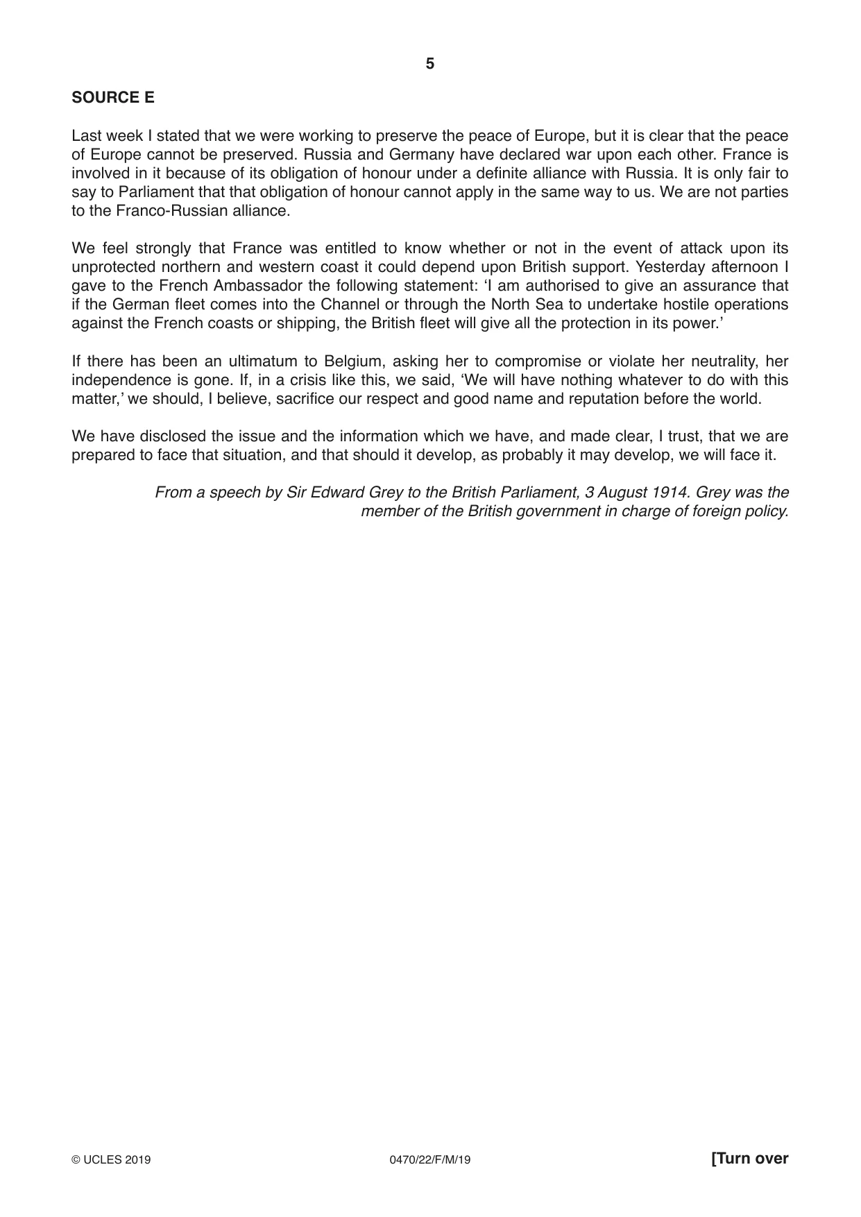 Cambridge IGCSE History 0470 2019 Feb/March Paper 2 · Variant 2 question paper, page 5 of 16