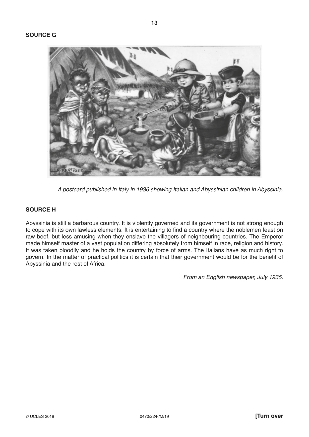 Cambridge IGCSE History 0470 2019 Feb/March Paper 2 · Variant 2 question paper, page 13 of 16