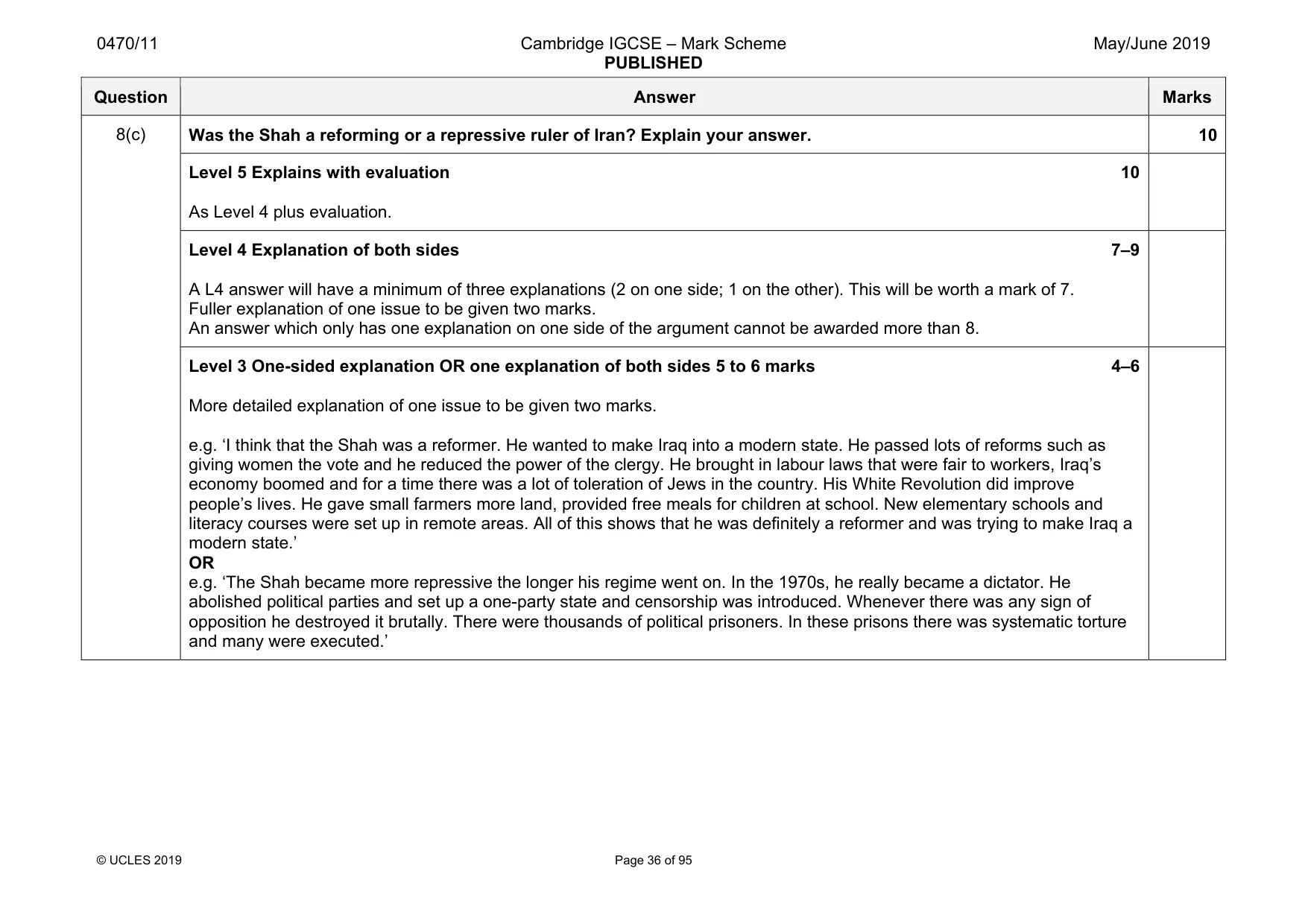 Mark scheme, page 36 of 95
