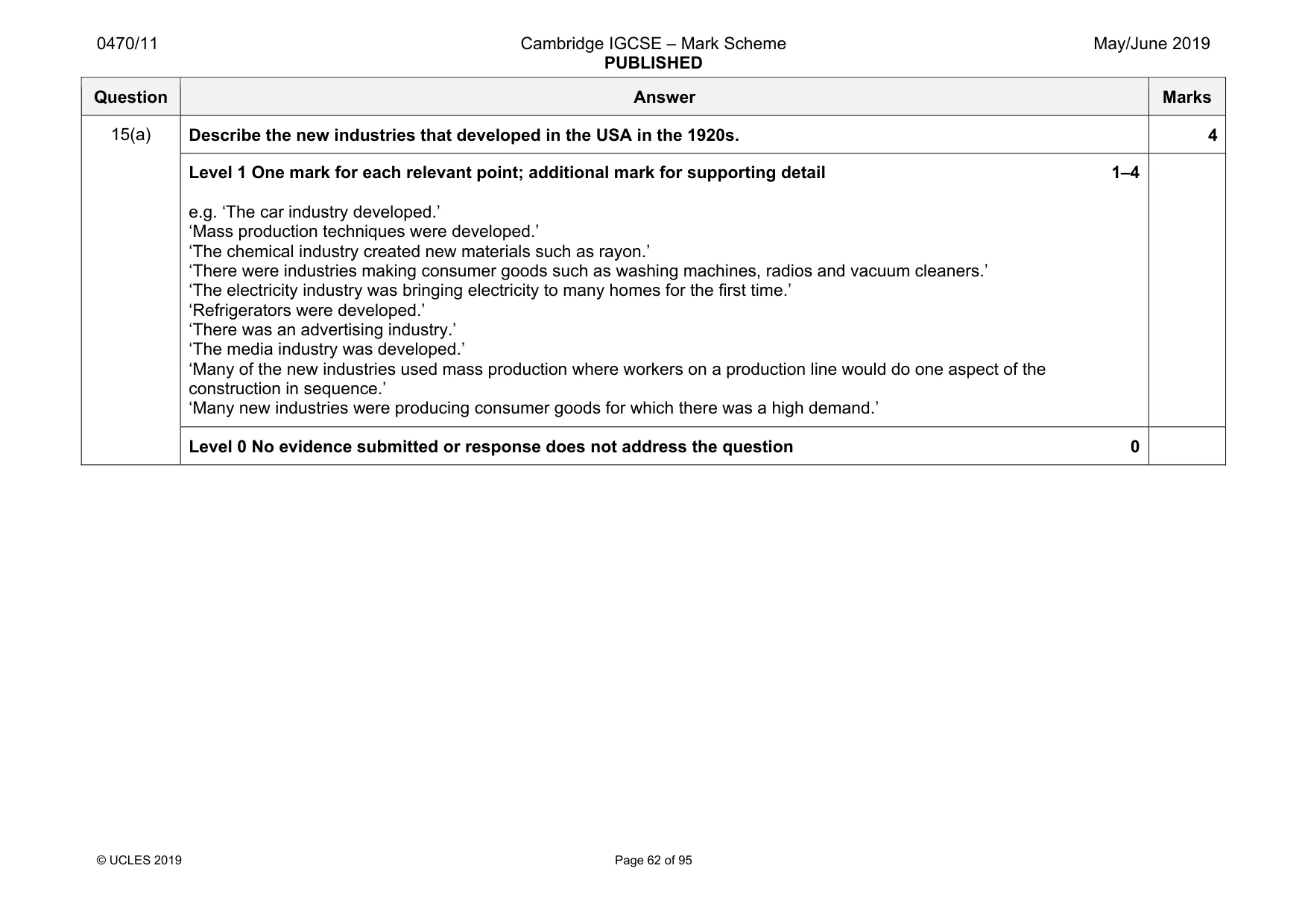Mark scheme, page 62 of 95
