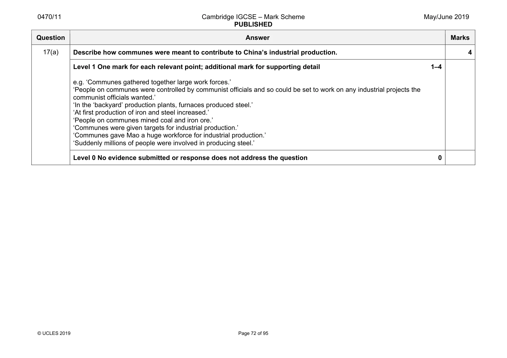 Mark scheme, page 72 of 95