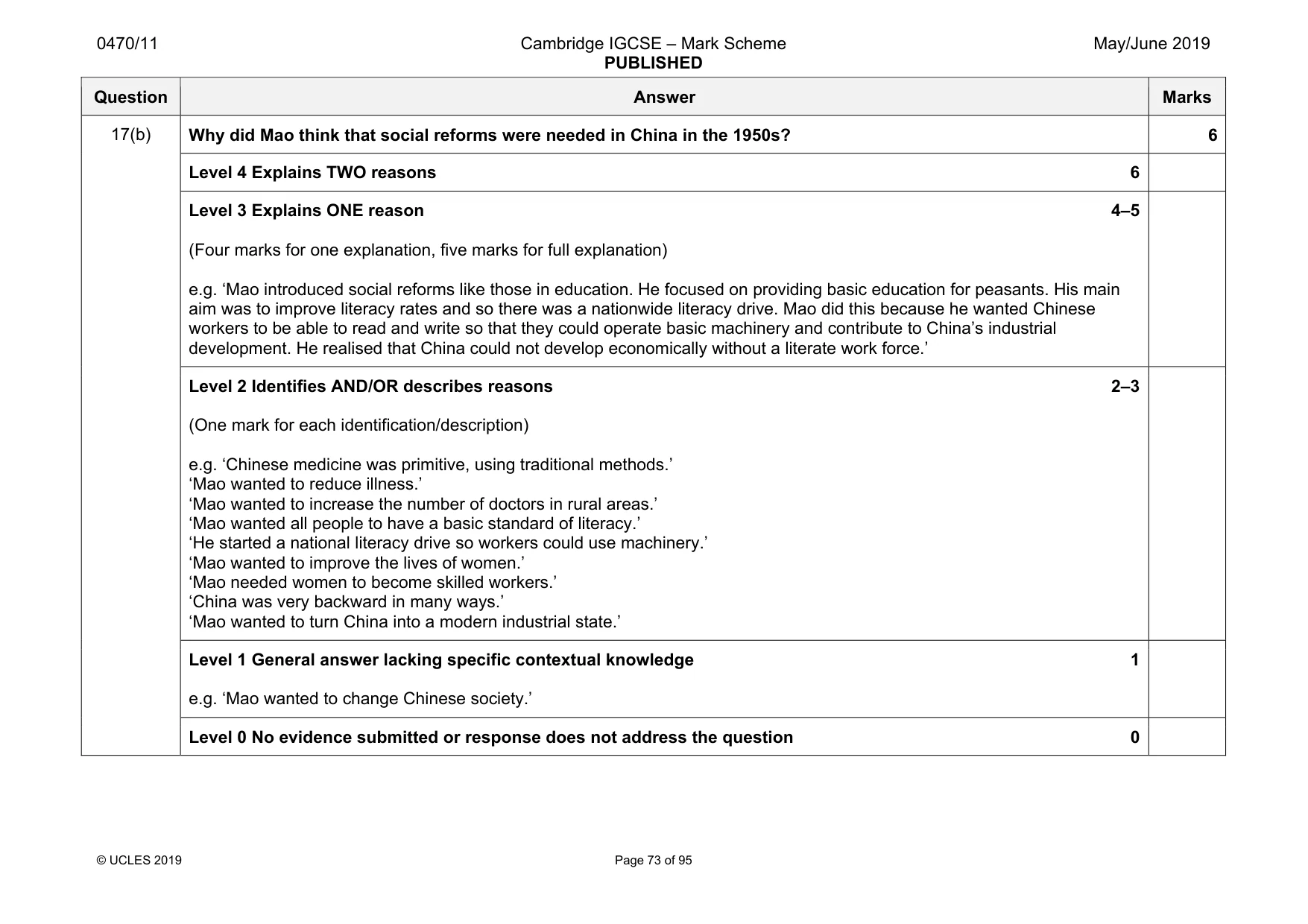 Mark scheme, page 73 of 95