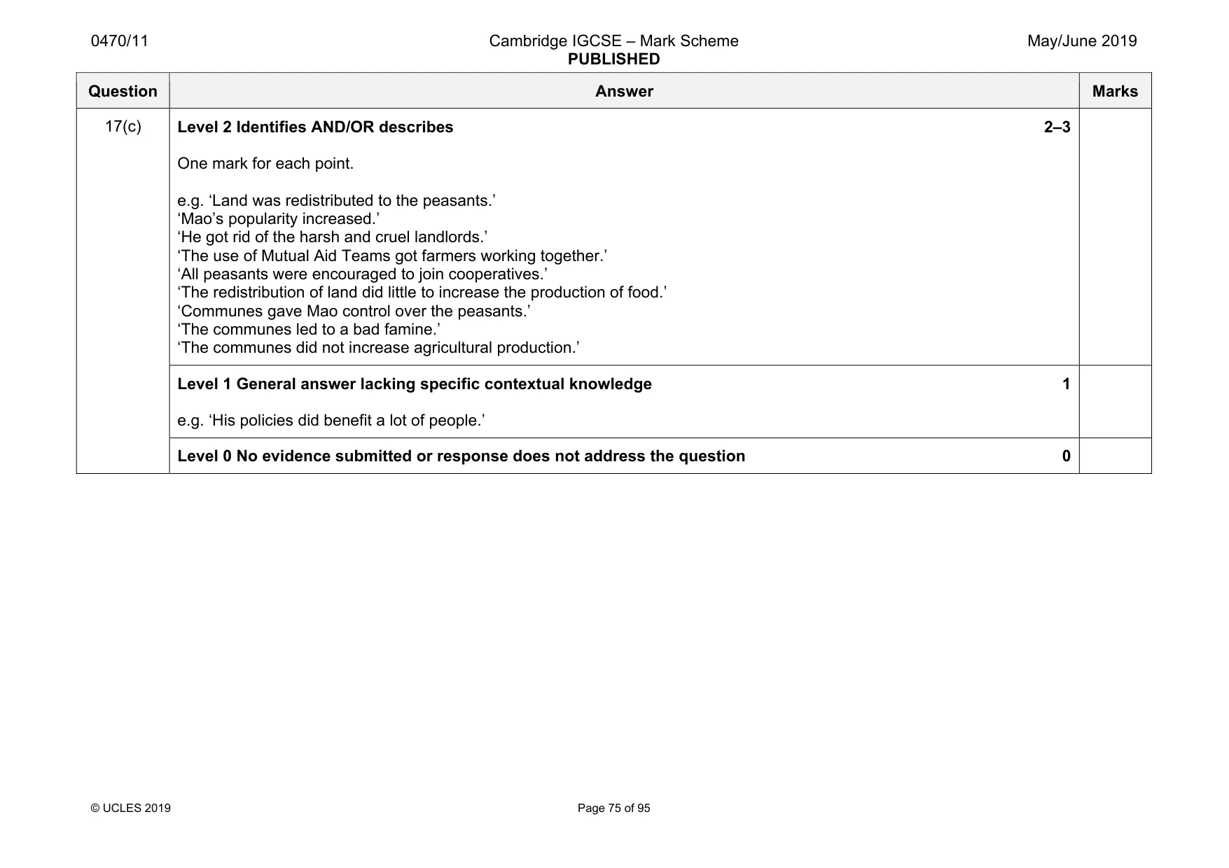 Mark scheme, page 75 of 95
