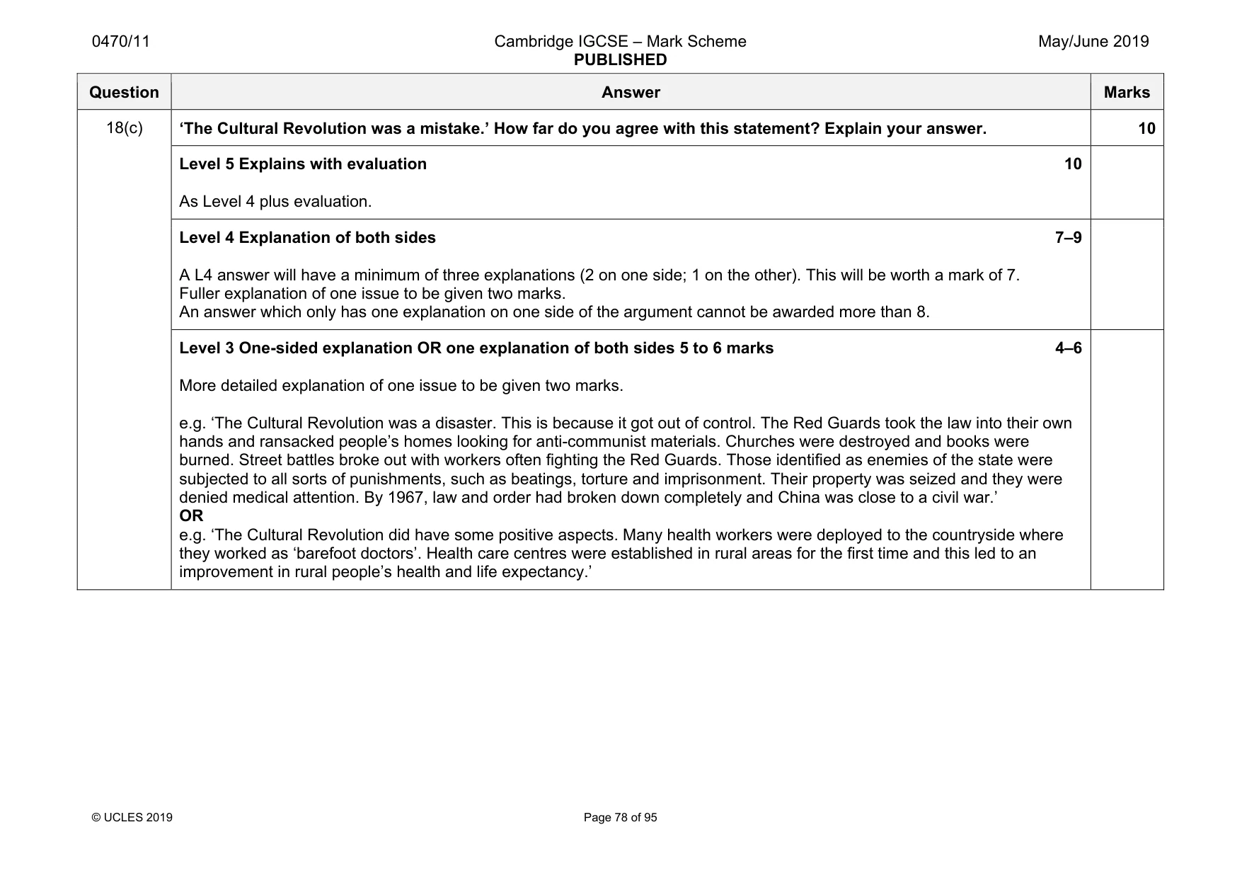 Mark scheme, page 78 of 95
