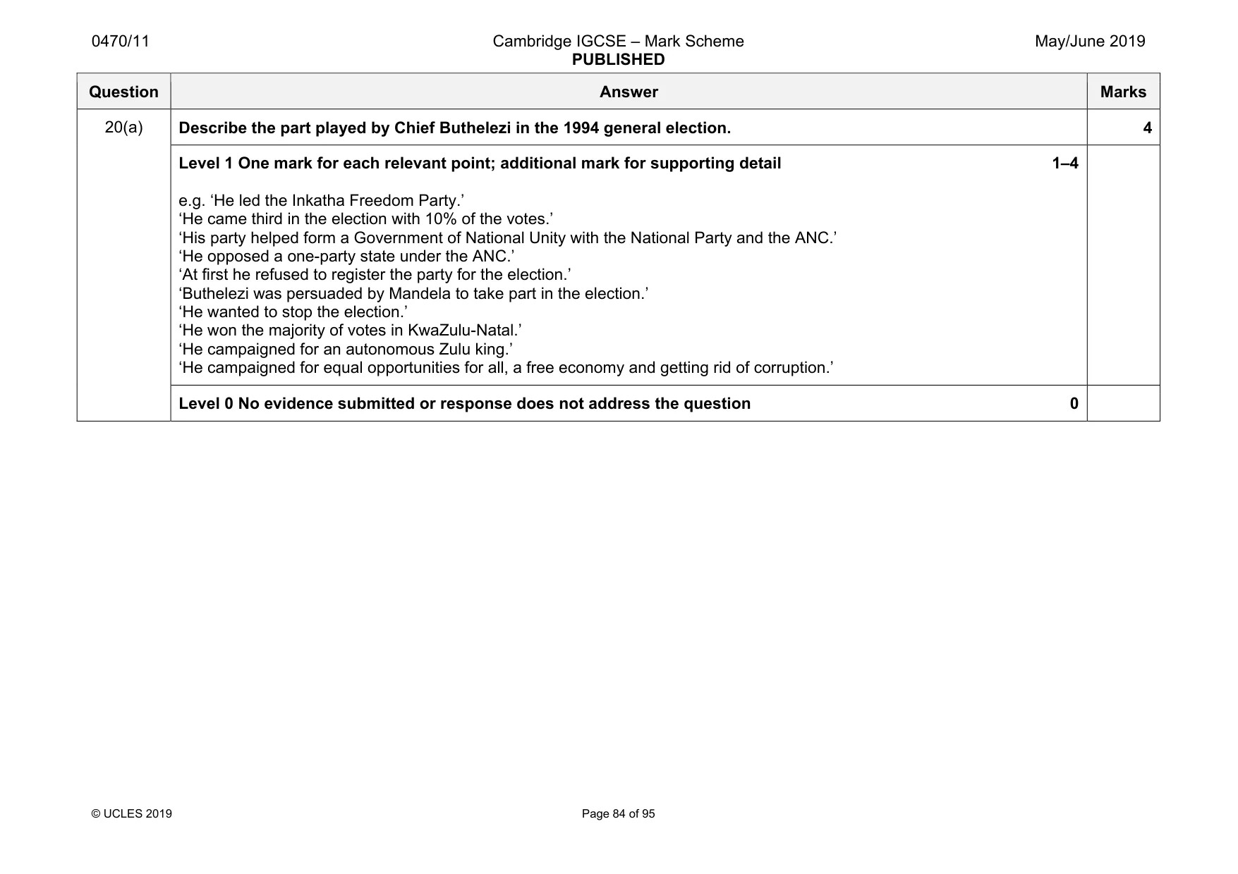 Mark scheme, page 84 of 95