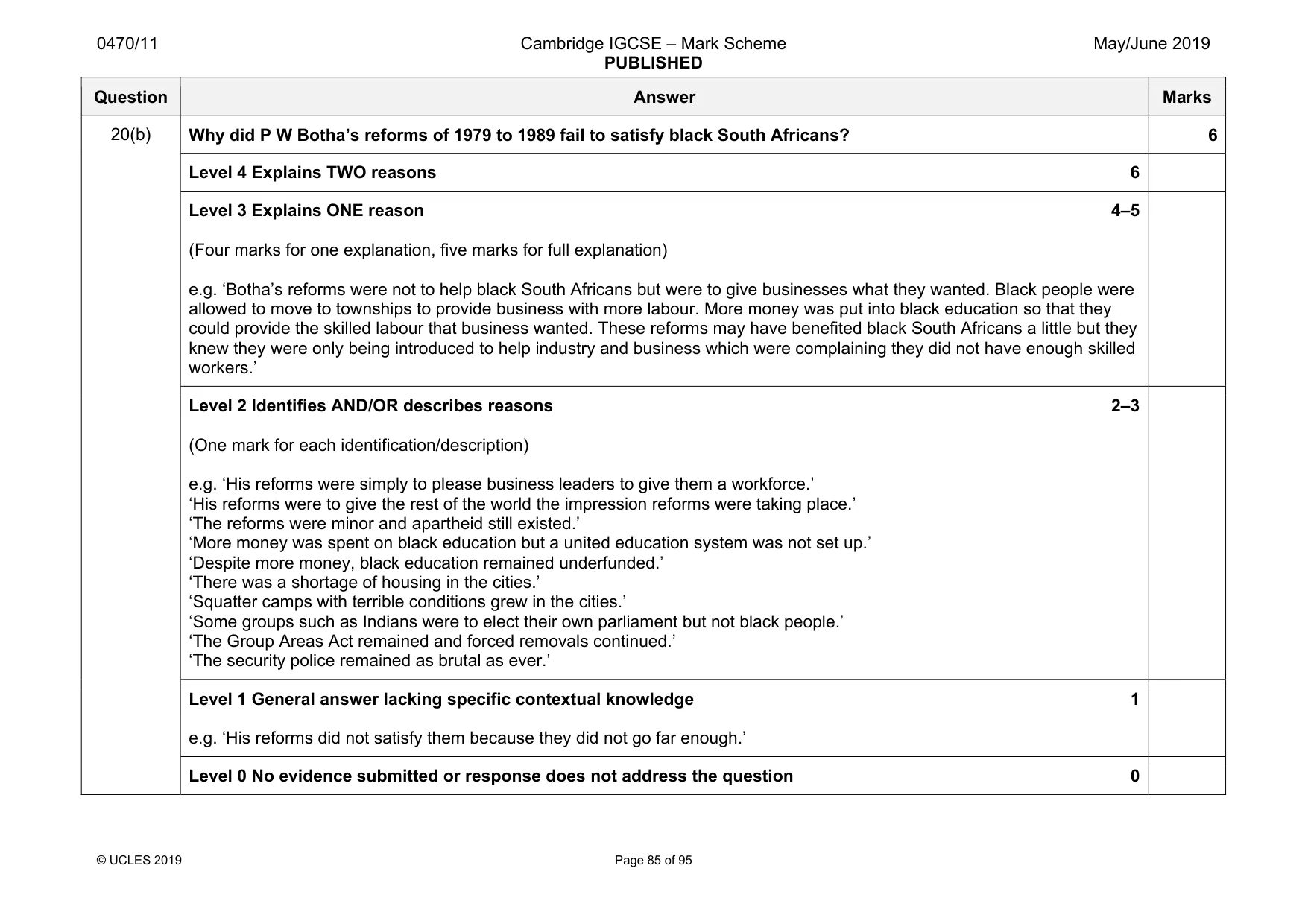 Mark scheme, page 85 of 95