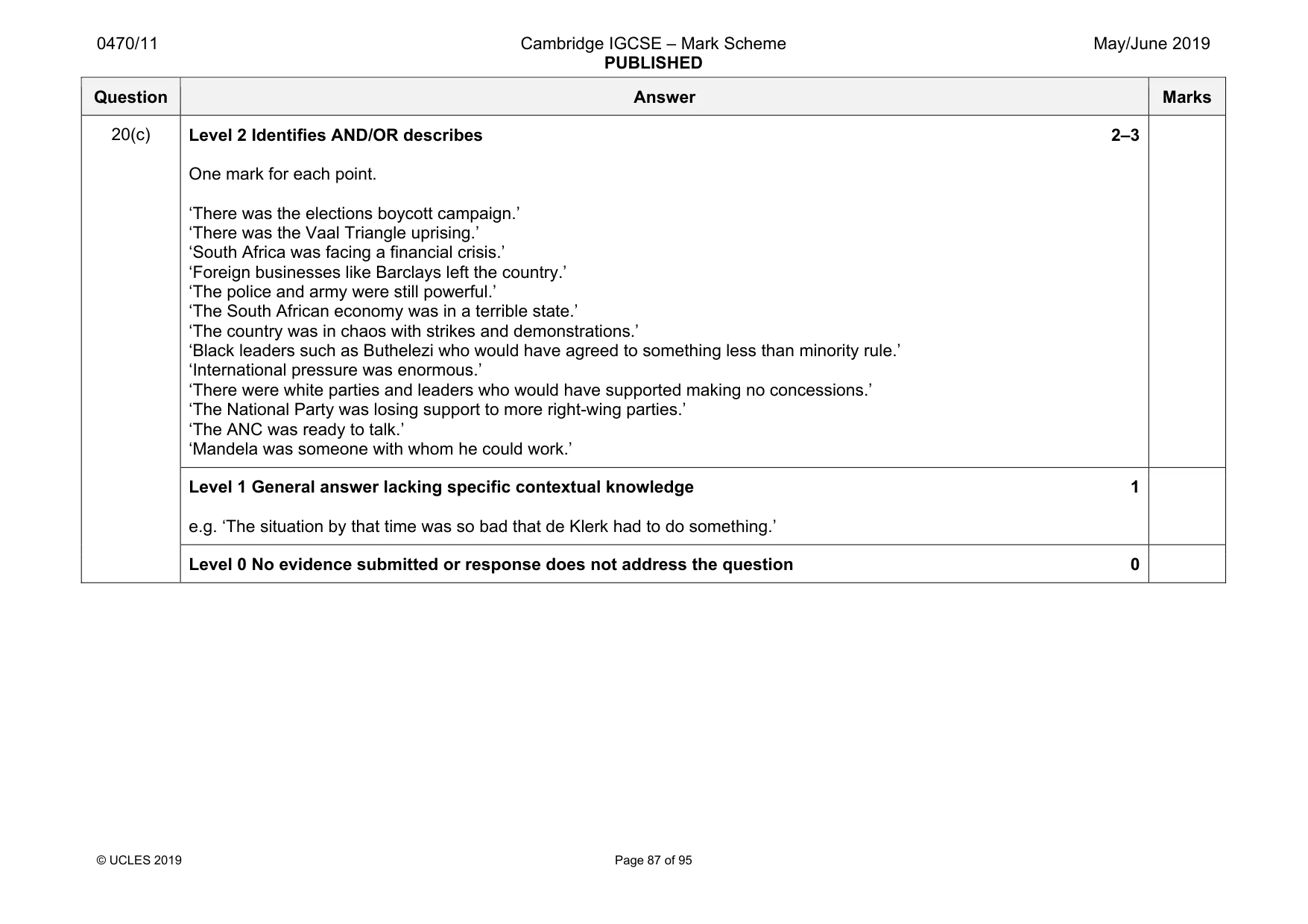 Mark scheme, page 87 of 95