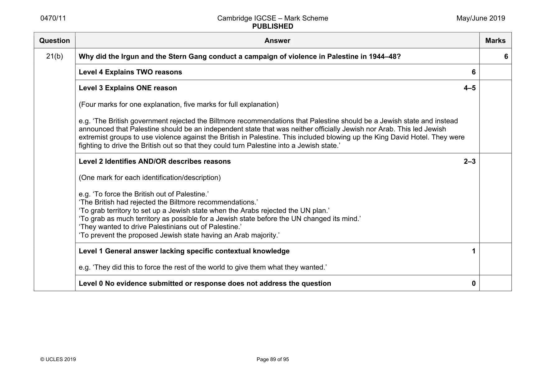 Mark scheme, page 89 of 95