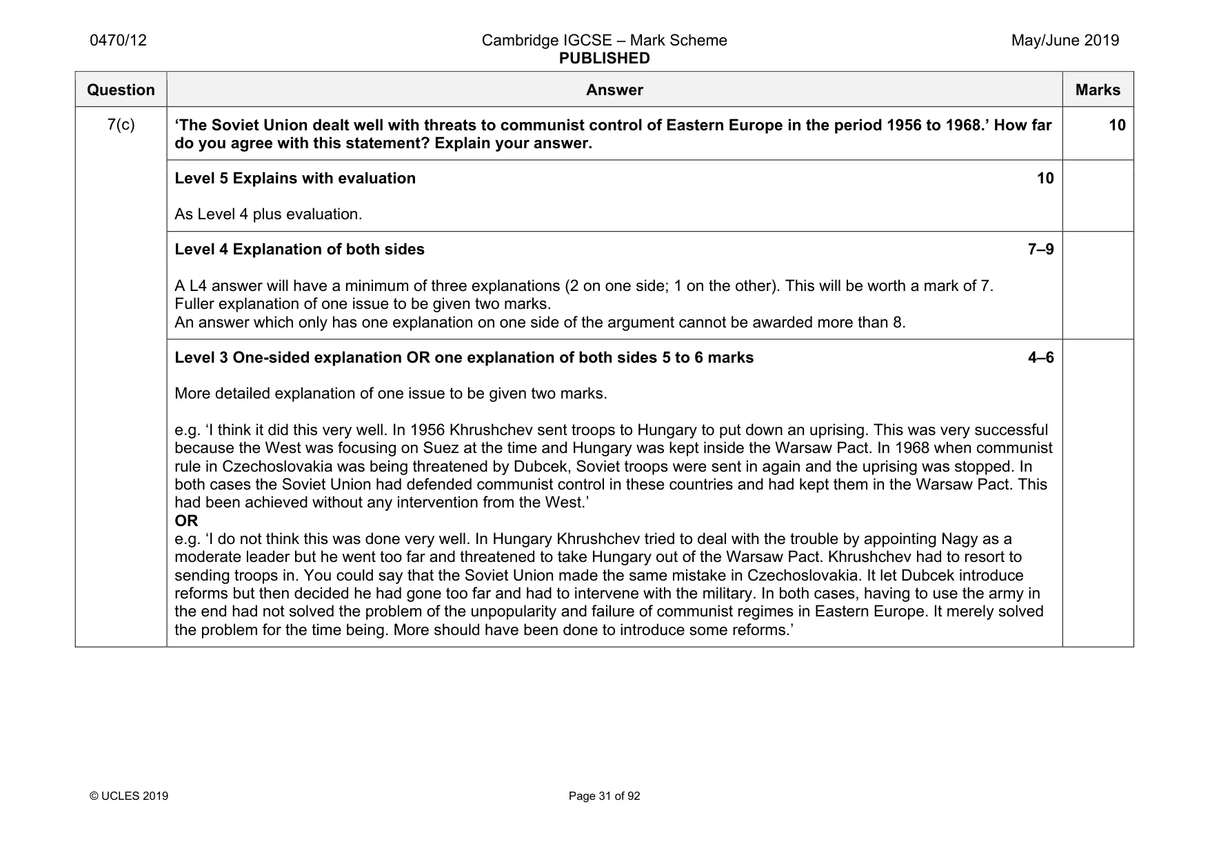 Mark scheme, page 31 of 92