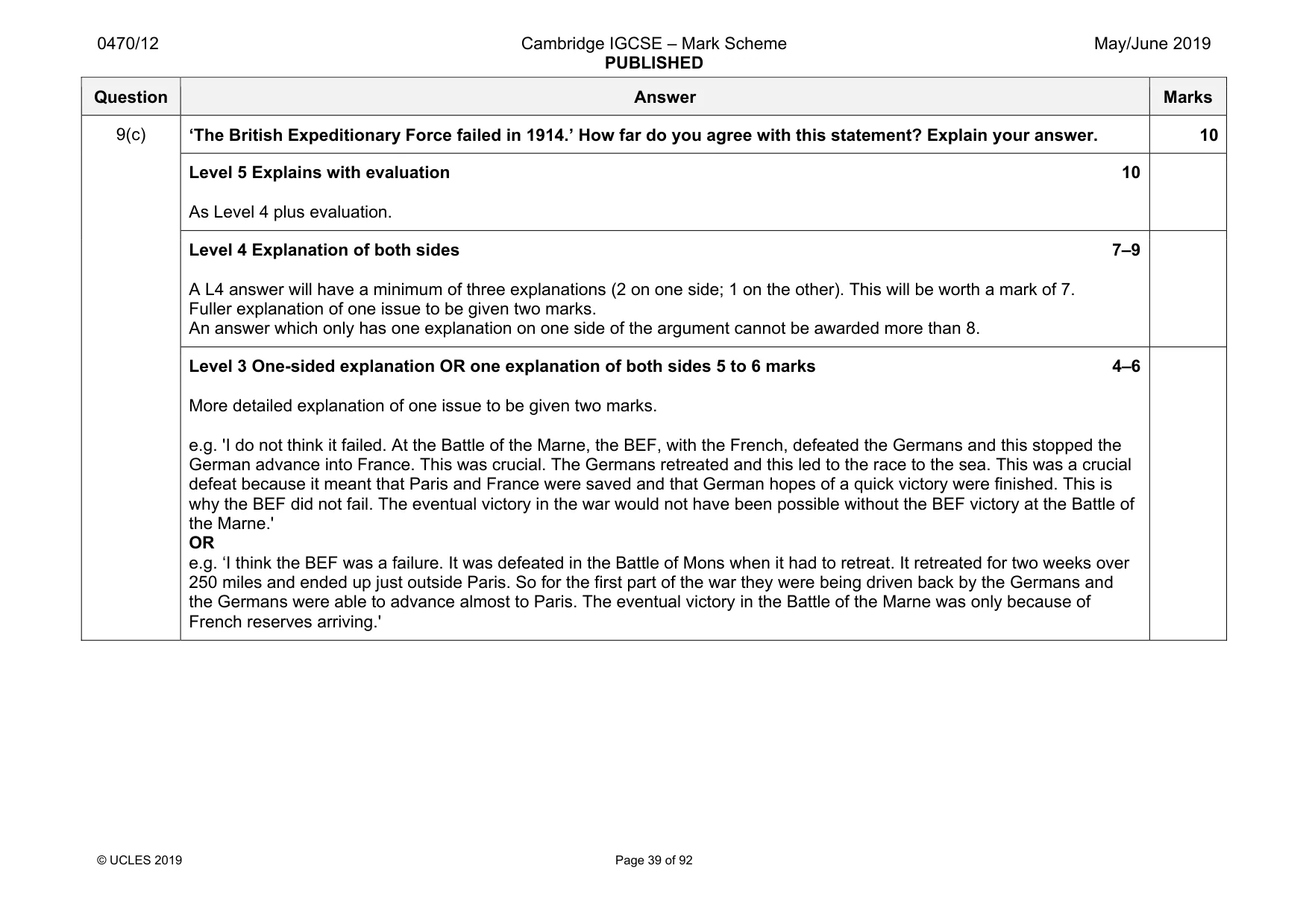 Mark scheme, page 39 of 92