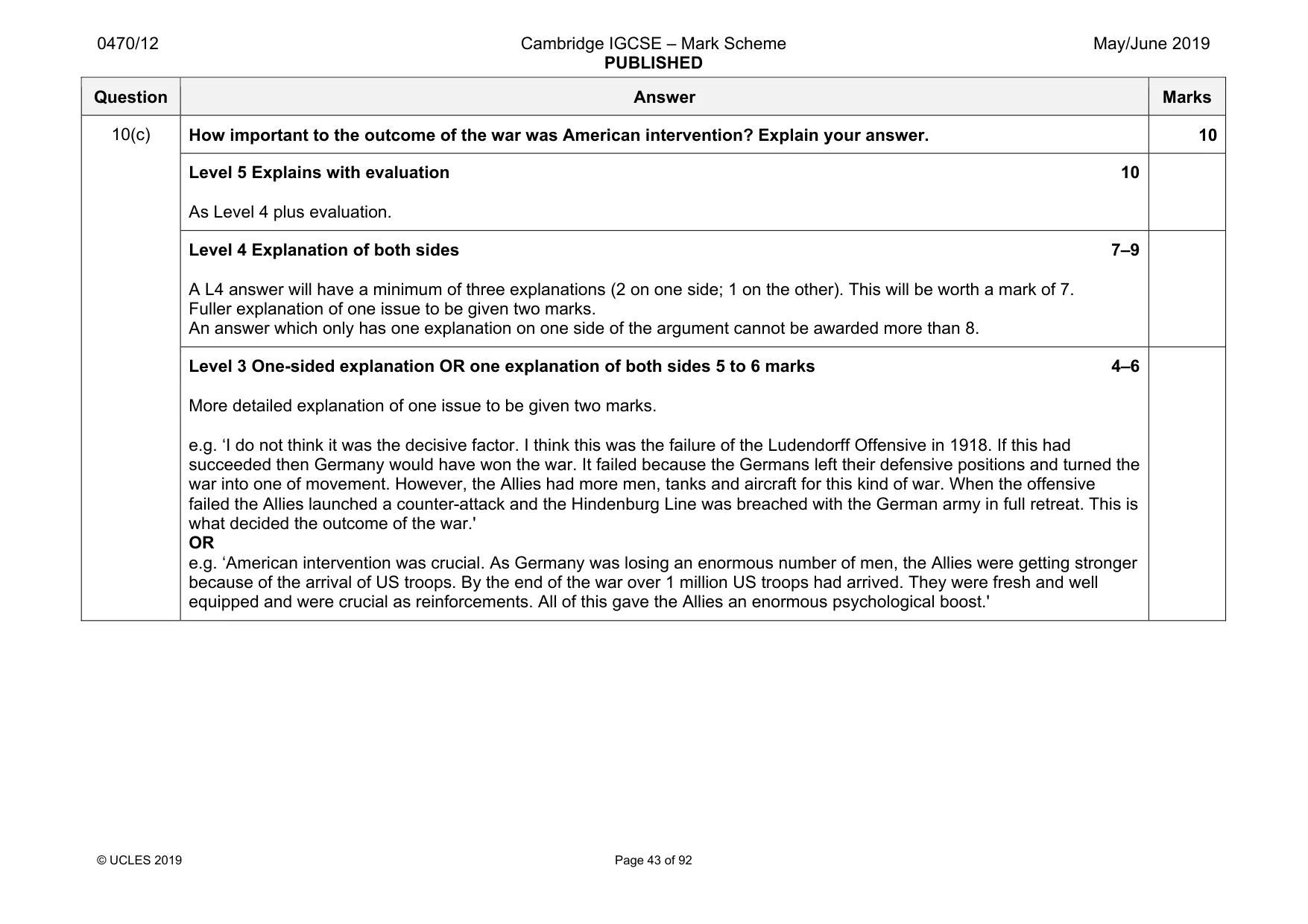 Mark scheme, page 43 of 92