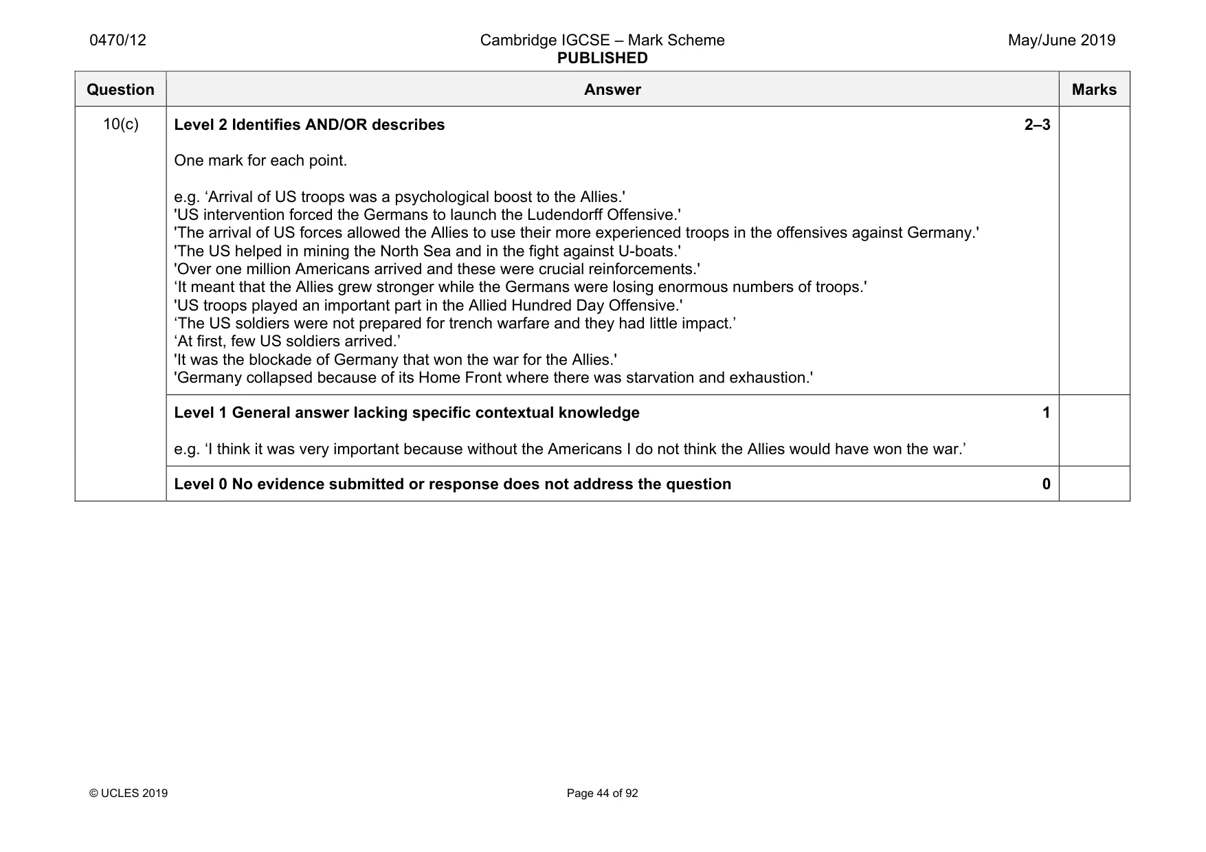 Mark scheme, page 44 of 92