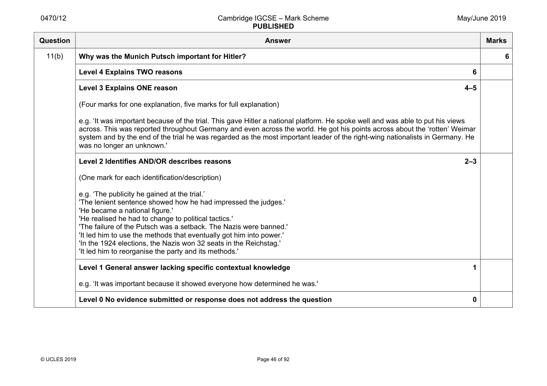 Mark scheme, page 46 of 92